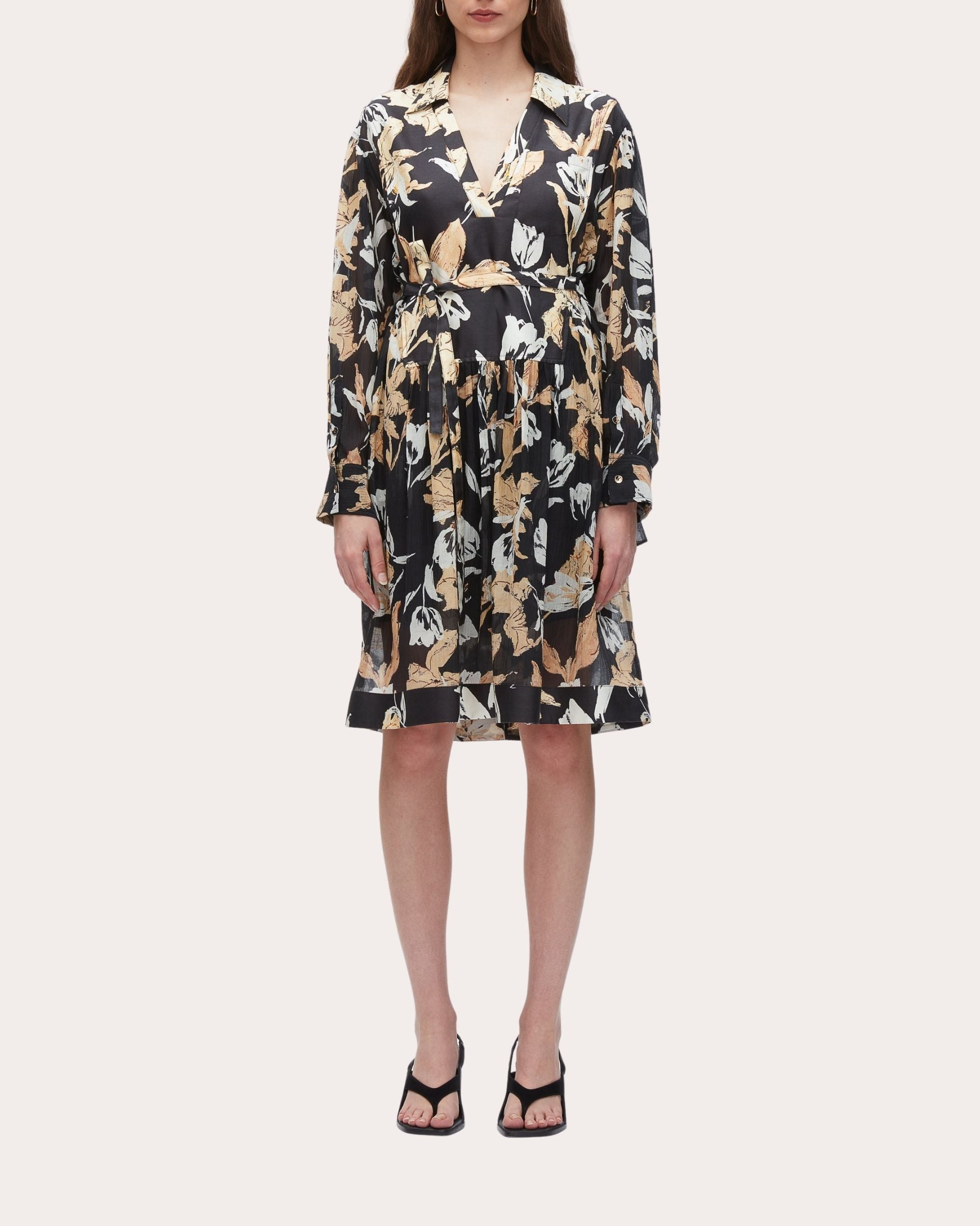 Gathered Floral Print Silk-Blend Dress - 1