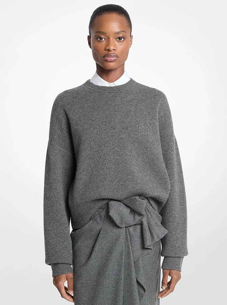 Drop Shoulder Cashmere Blend Sweater - 1