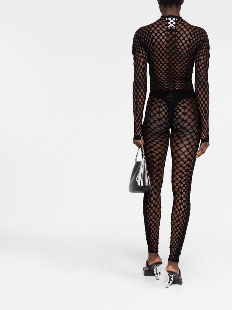 perforated mesh leggings - 4