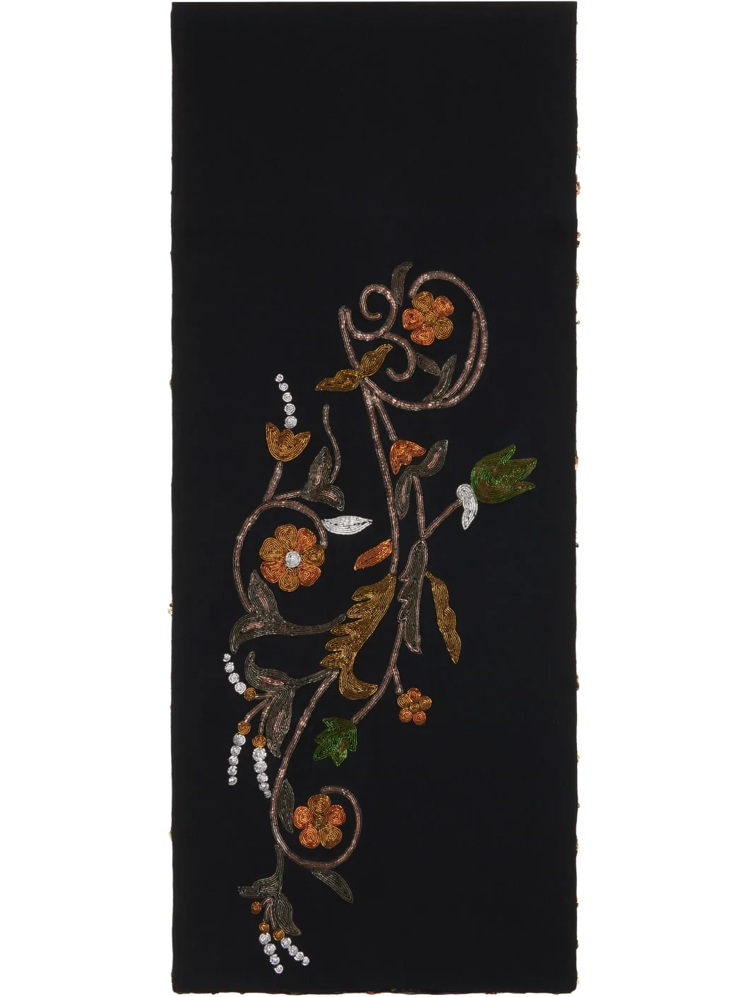 Black Embroidered Scarf - 1