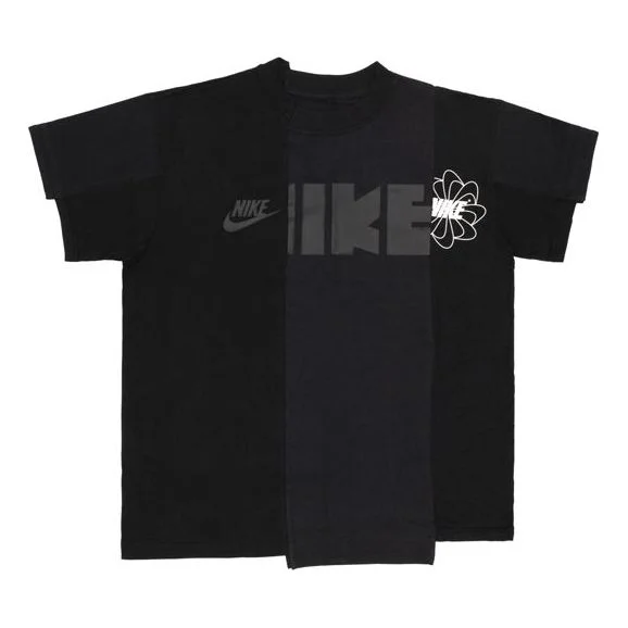 (WMNS) Nike x Sacai Crossover NRG Splicing Logo Short Sleeve Black CD6311-010 - 1