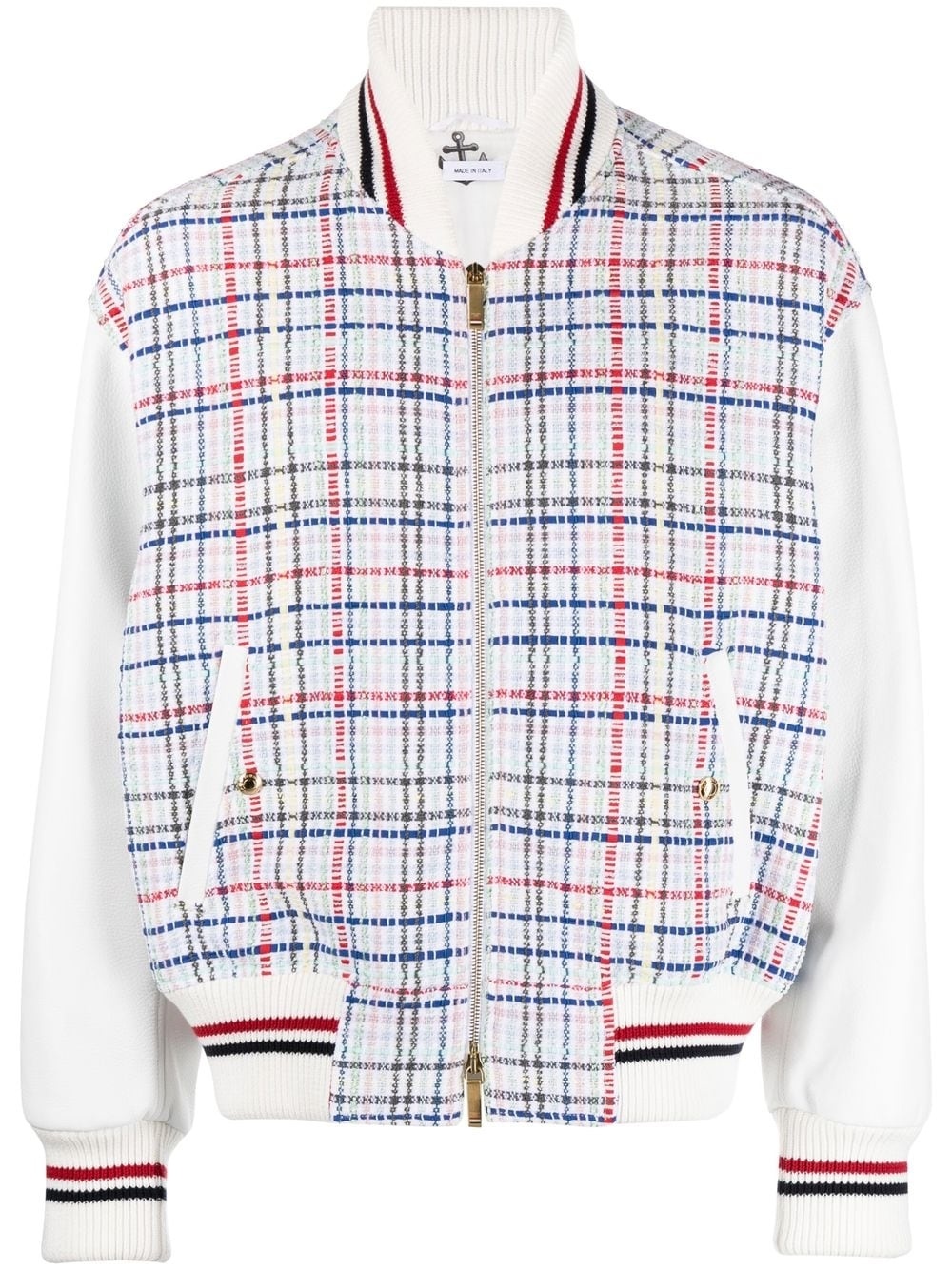 gingham-check bomber jacket - 1