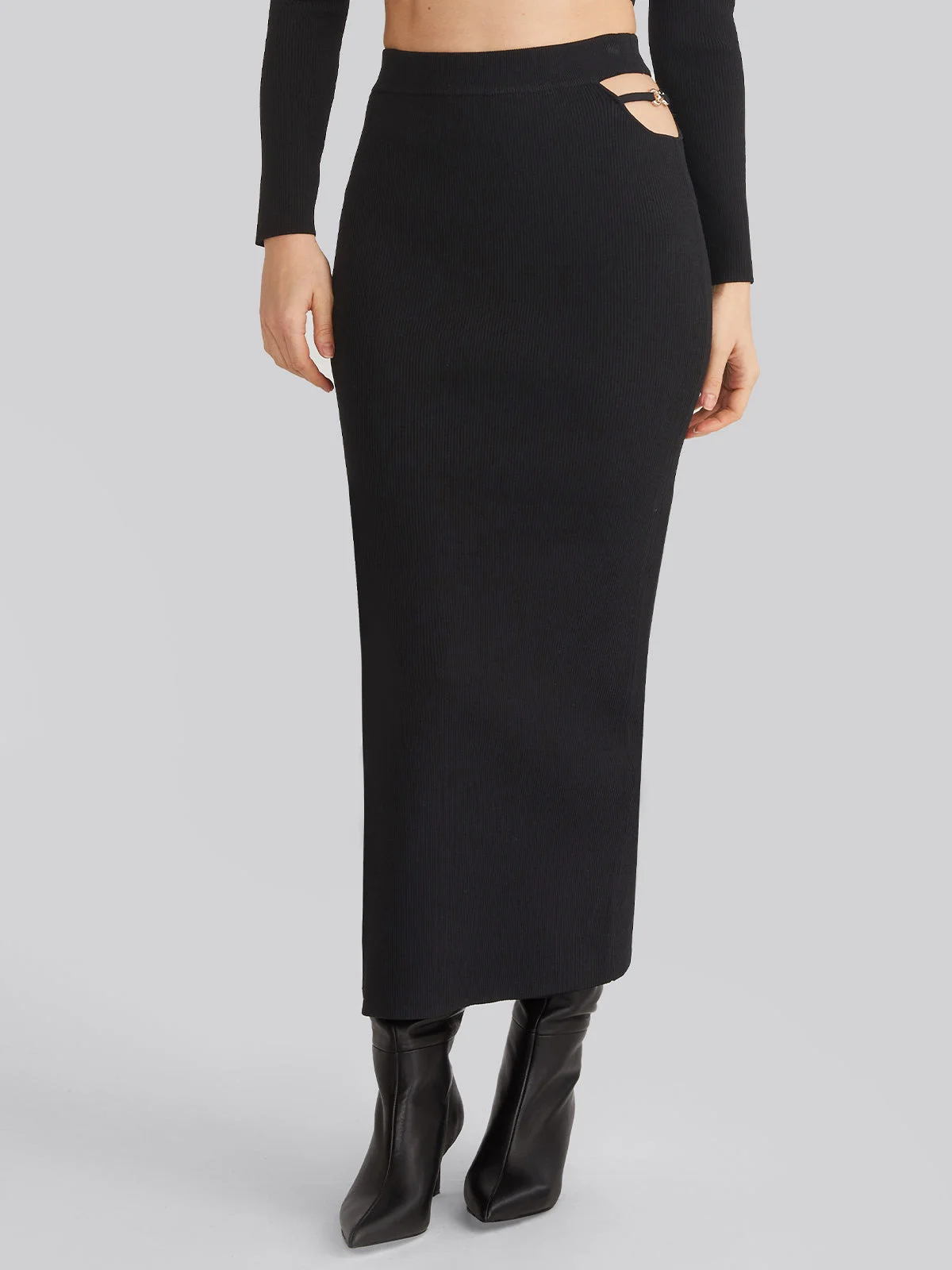 Alisha: Buckle Cutout Maxi Skirt - 1