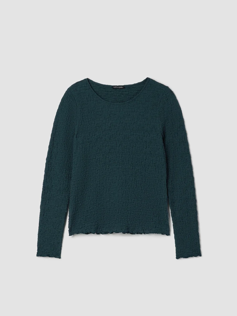 Bubble Jacquard Round Neck Top - 1