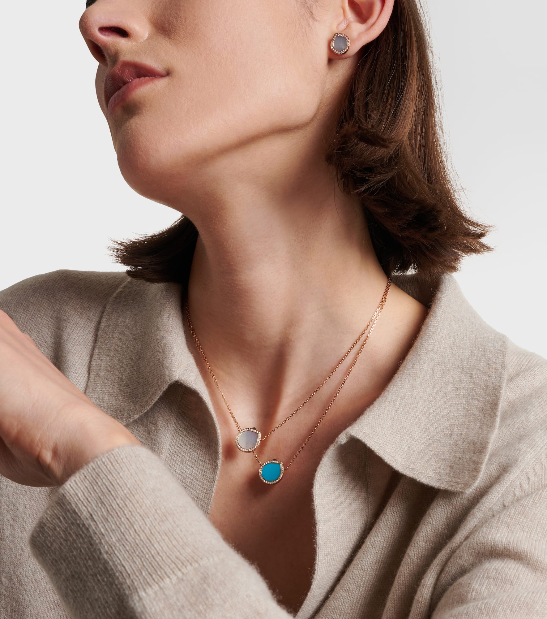 Antifer 18kt rose gold pendant necklace with turquoise and diamonds - 2
