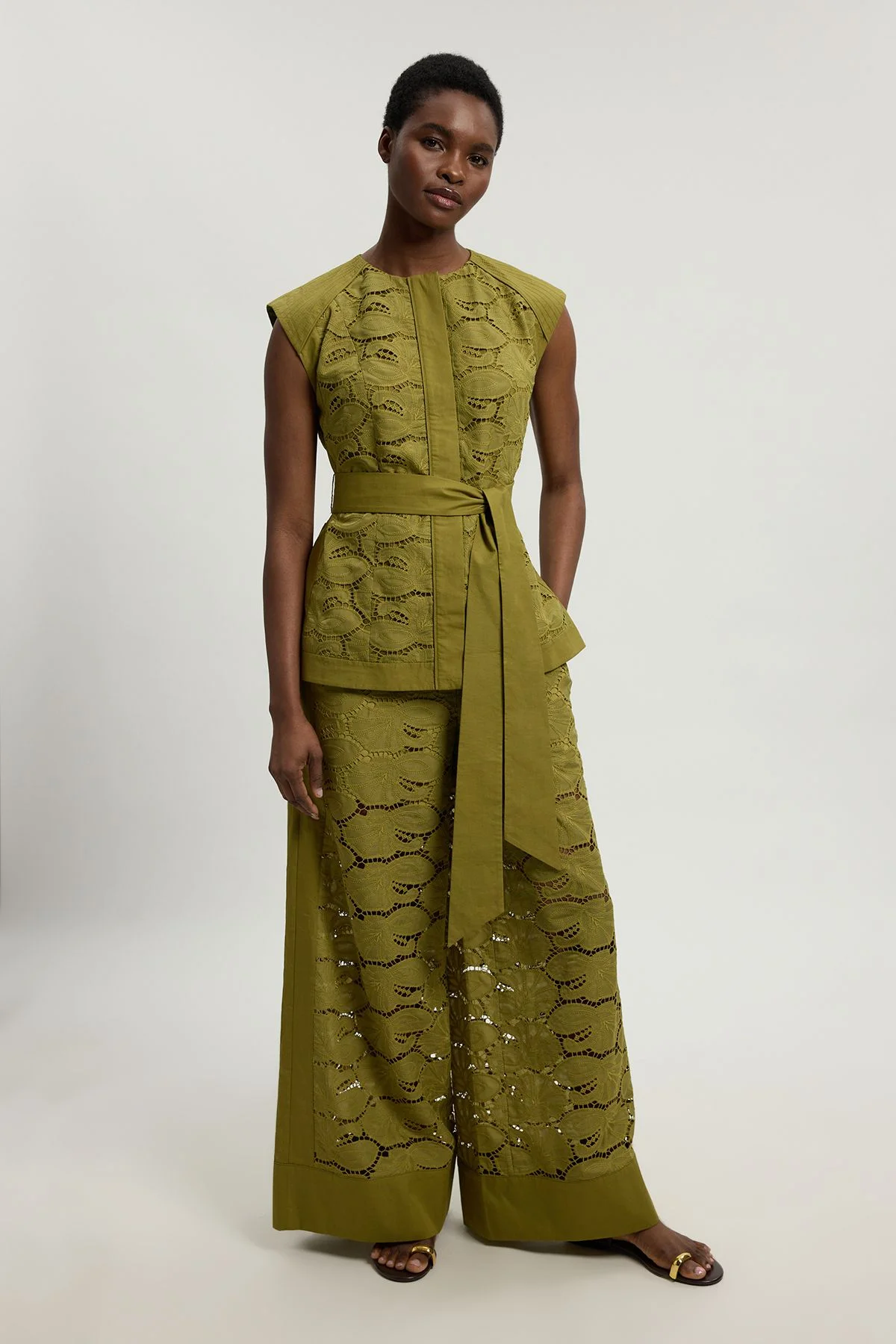 Cutwork Cotton Woven Trouser - 1