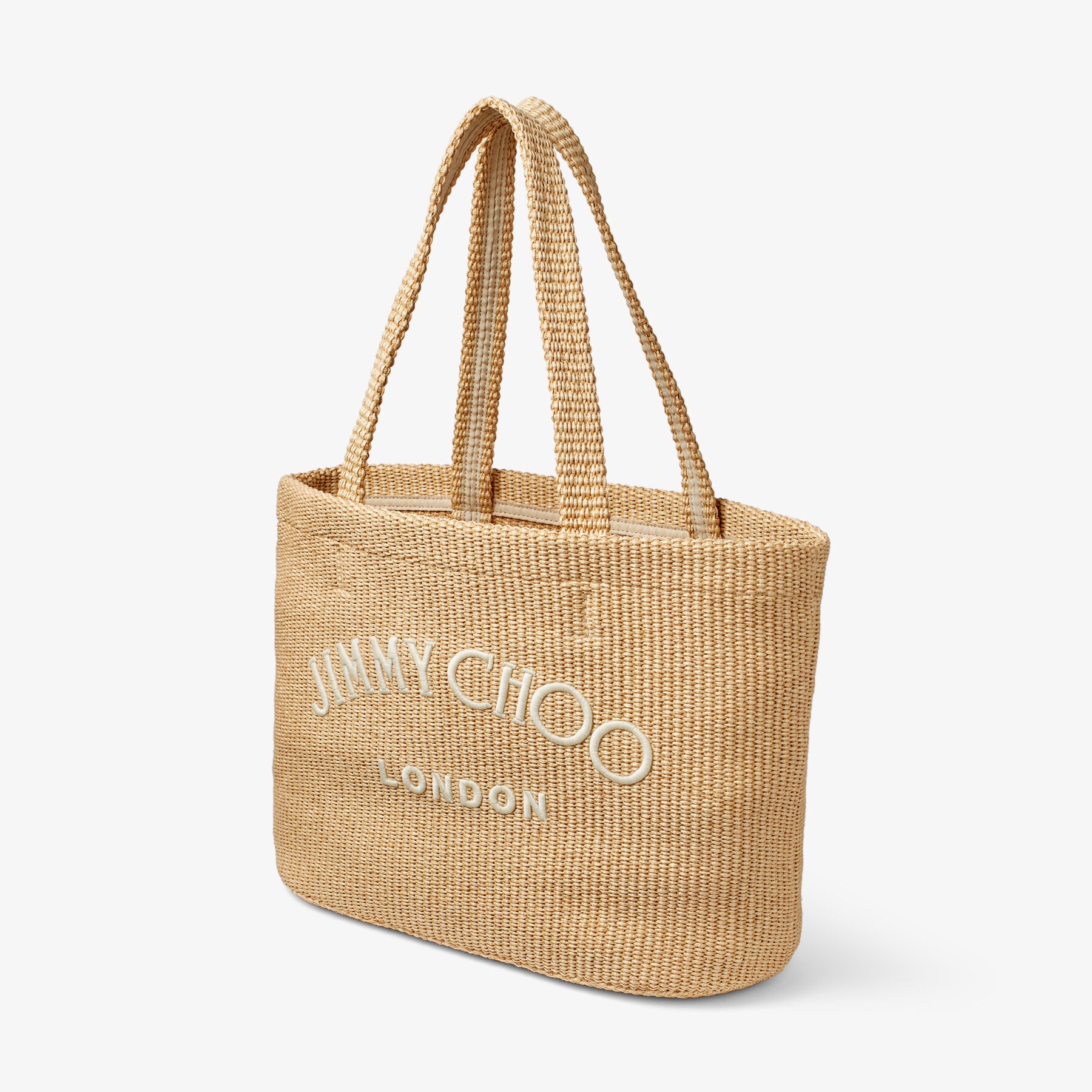 Beach Tote 
Natural Raffia Tote Bag with Jimmy Choo Embroidery - 4