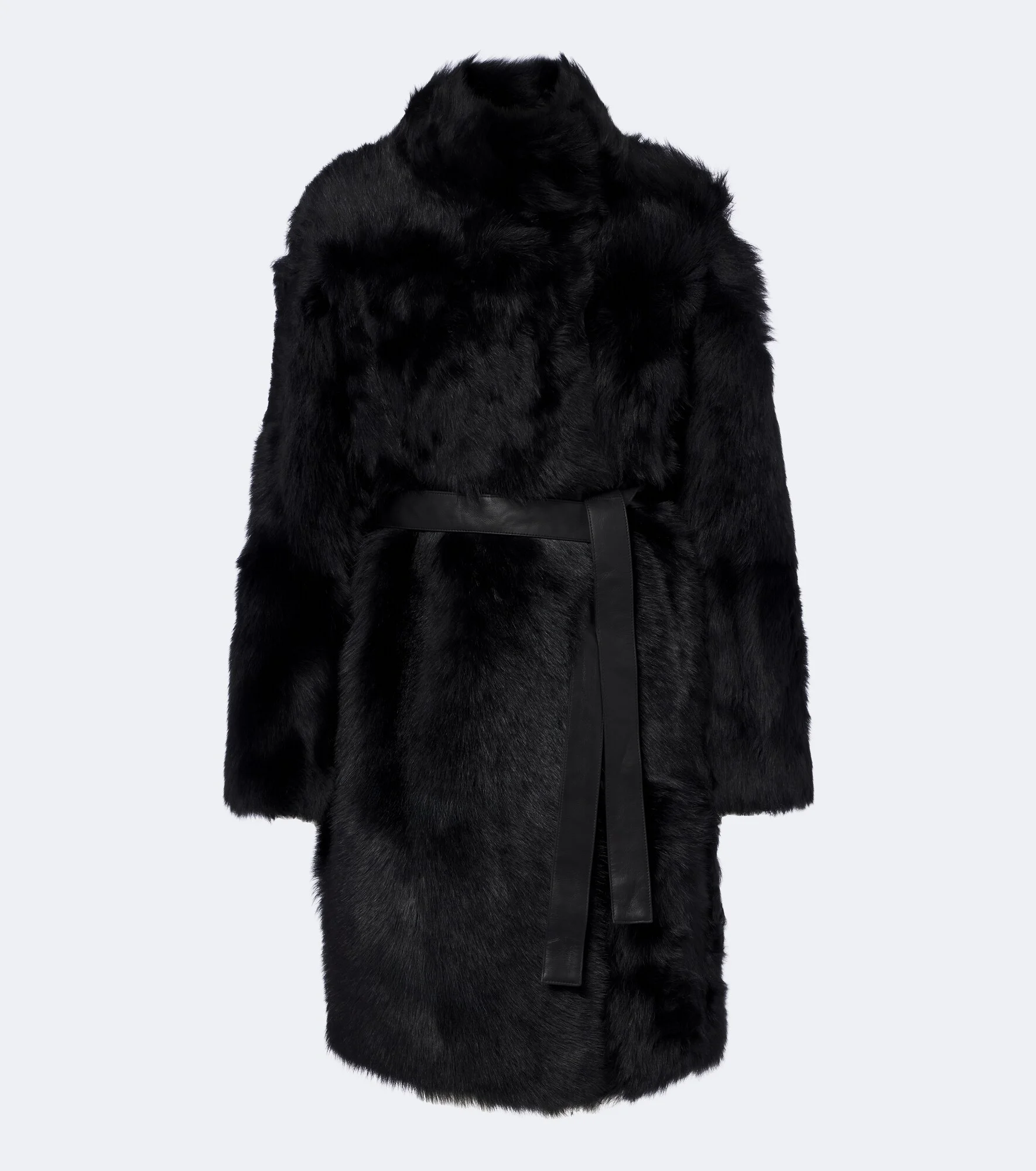 Reversible shearling wrap coat - 1