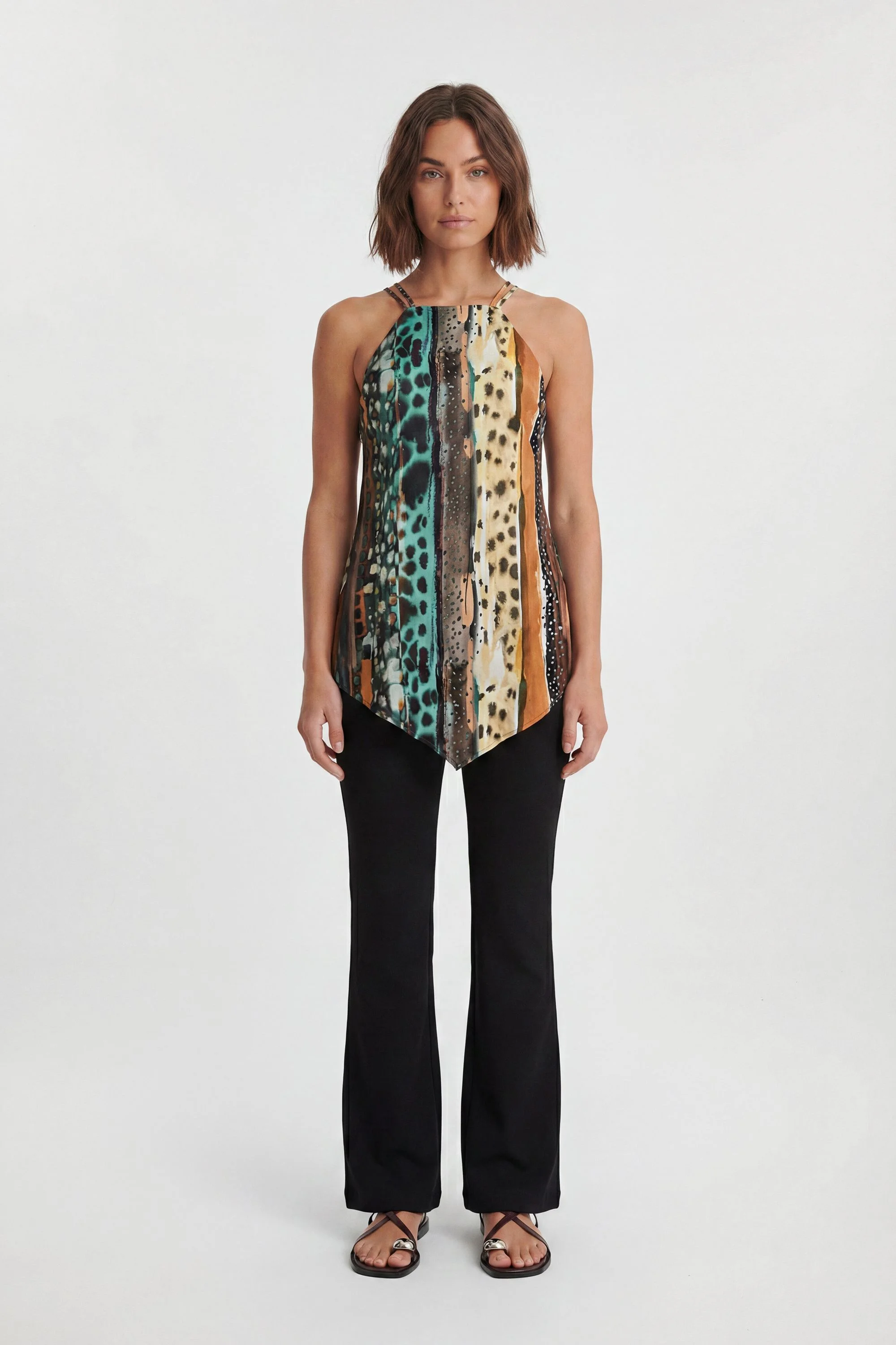 Satin Viscose Multi Animal Print Top - 1