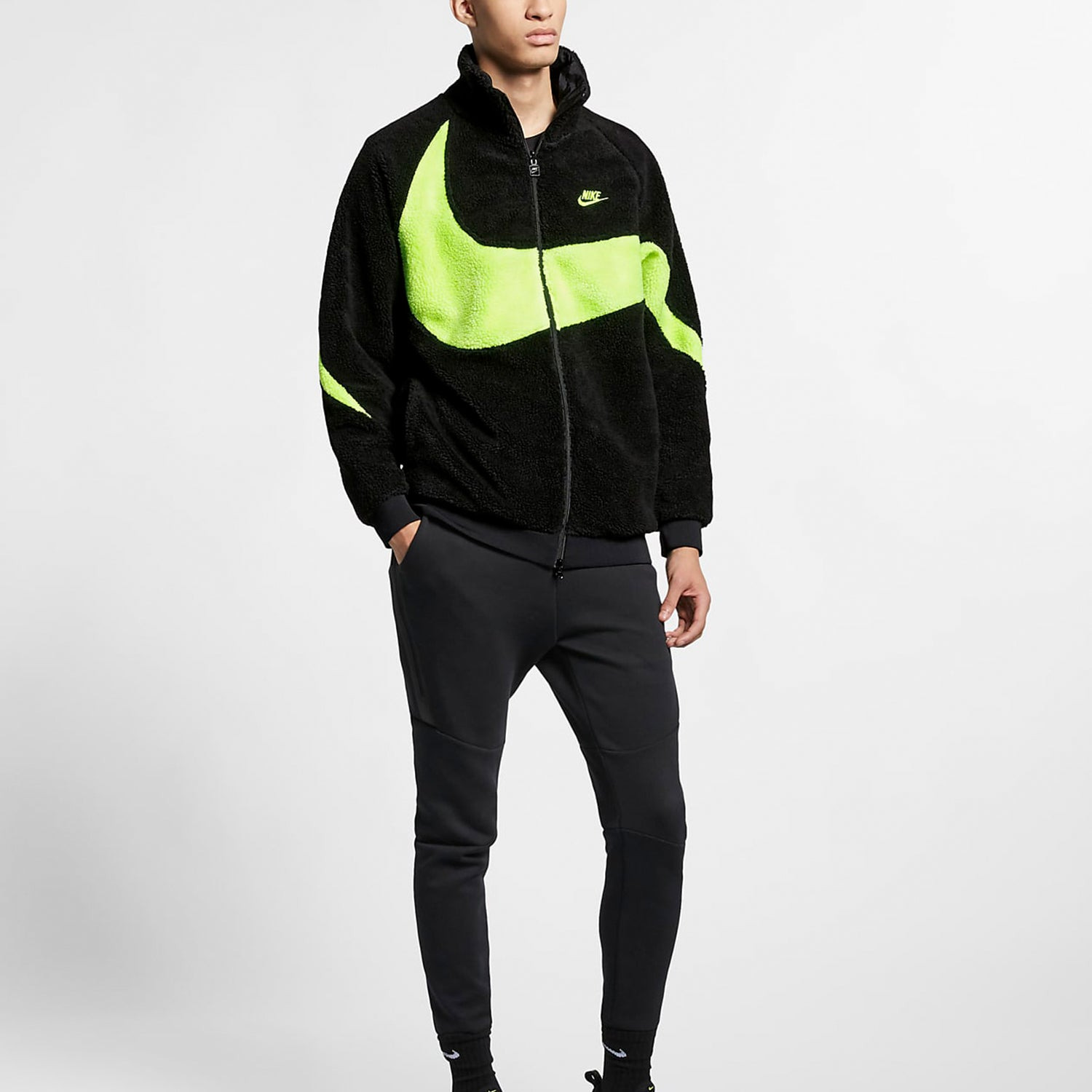 Nike Big Swoosh Reversible Boa Jacket (Asia Sizing) 'Black Neon' BQ6546-017 - 5