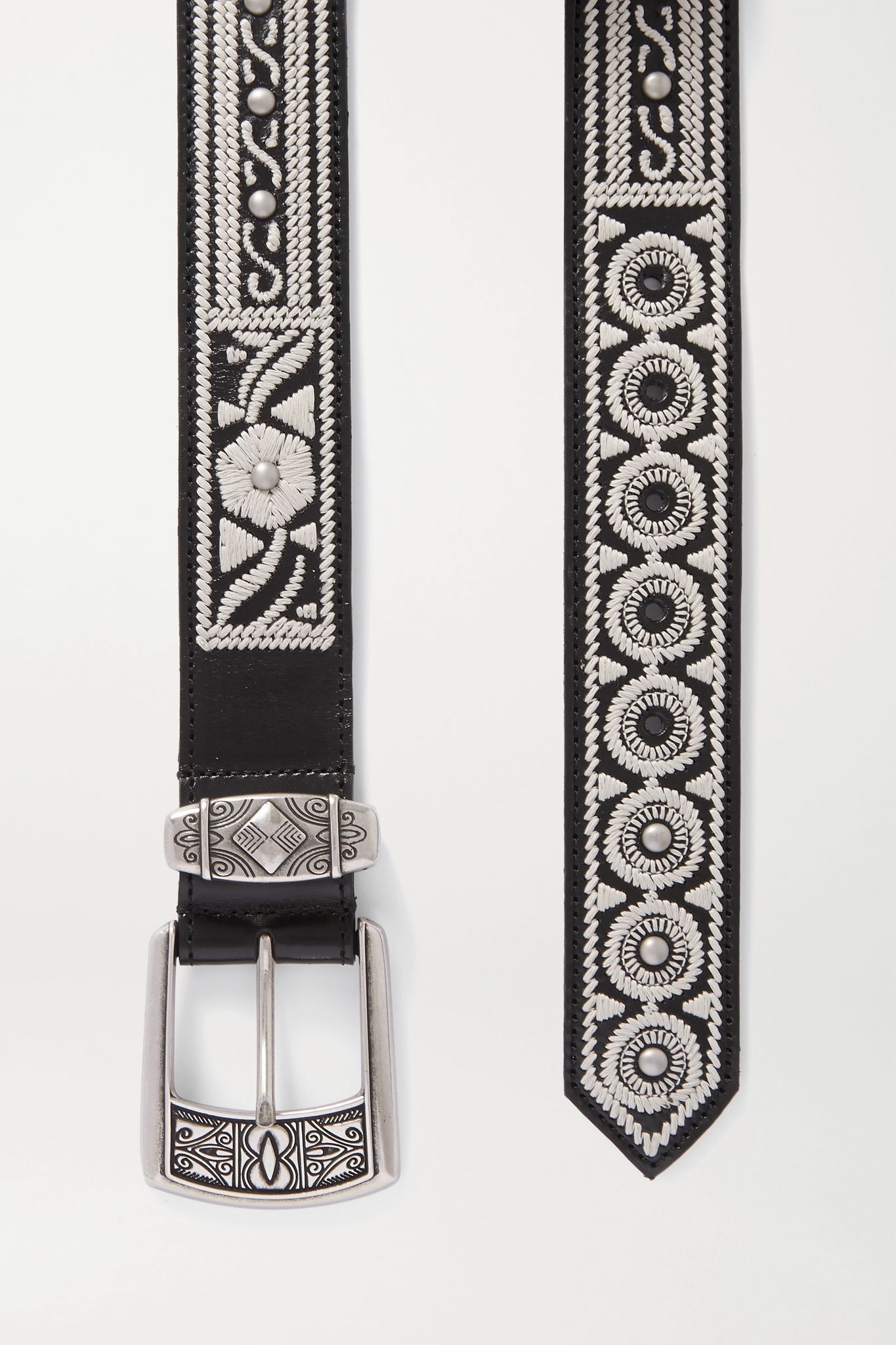 Embroidered studded glossed-leather belt  - 3