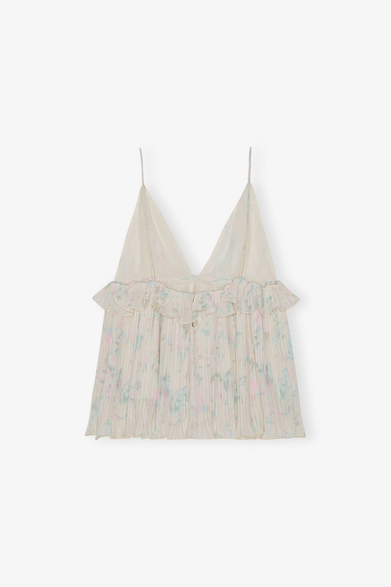 FLORAL PRINTED PLEATED GEORGETTE STRAP TOP - 6