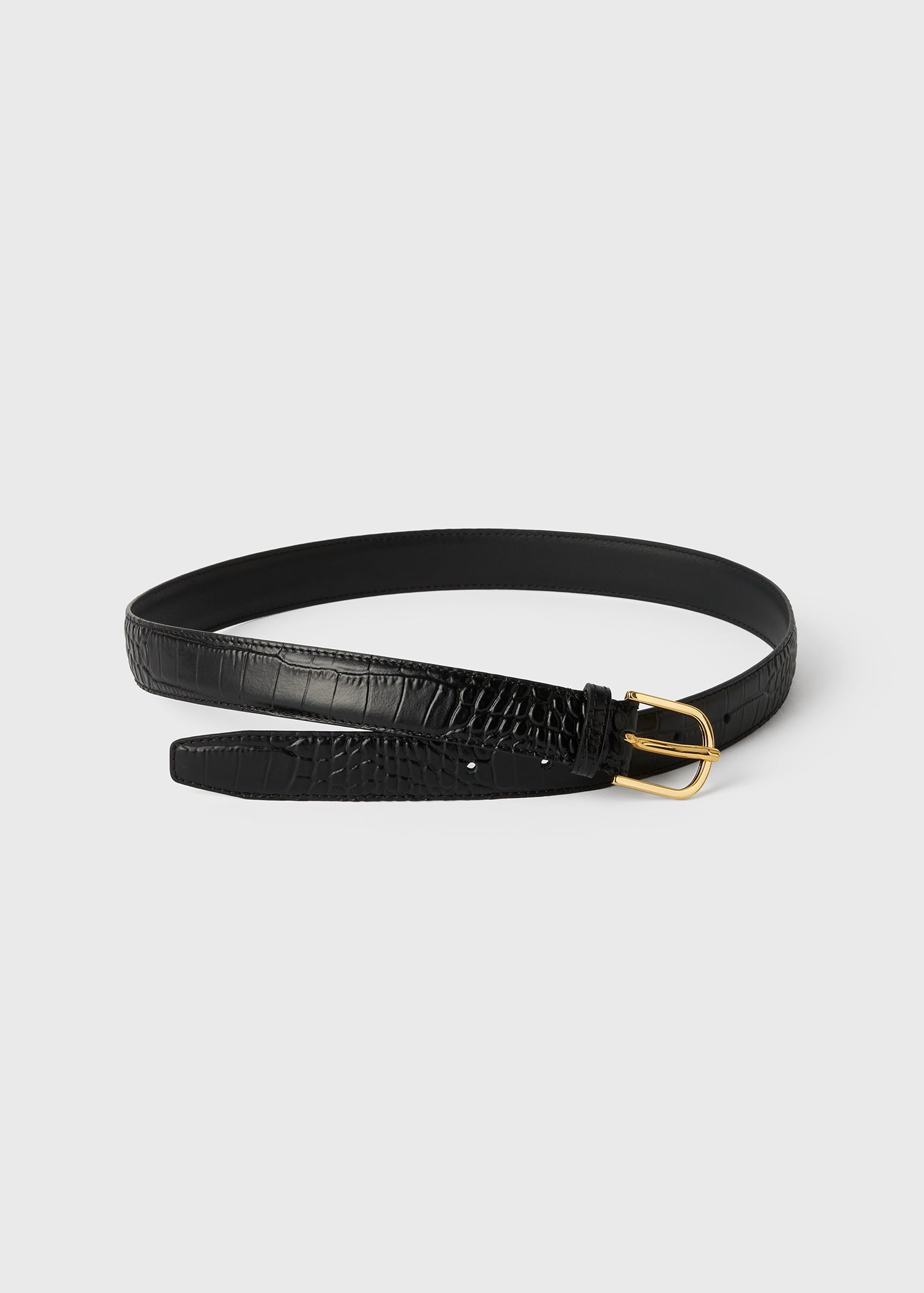 Slim trouser leather belt black croco - 4