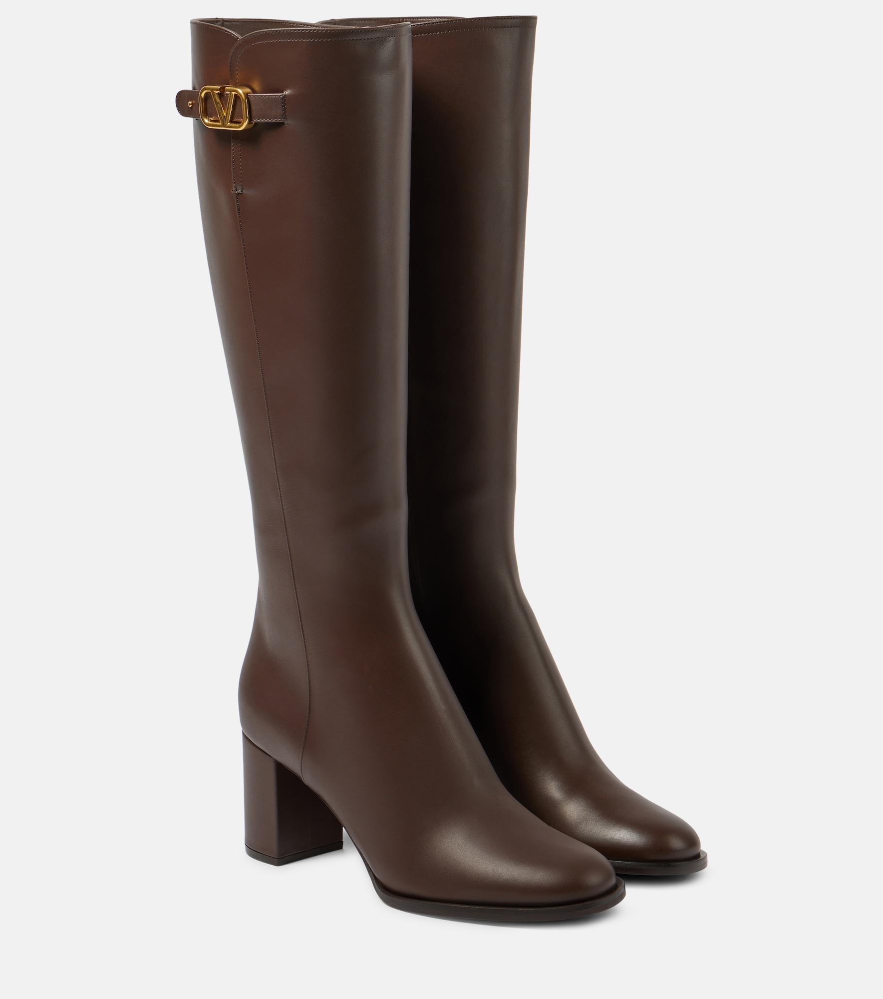 VLogo Signature leather knee-high boots - 1