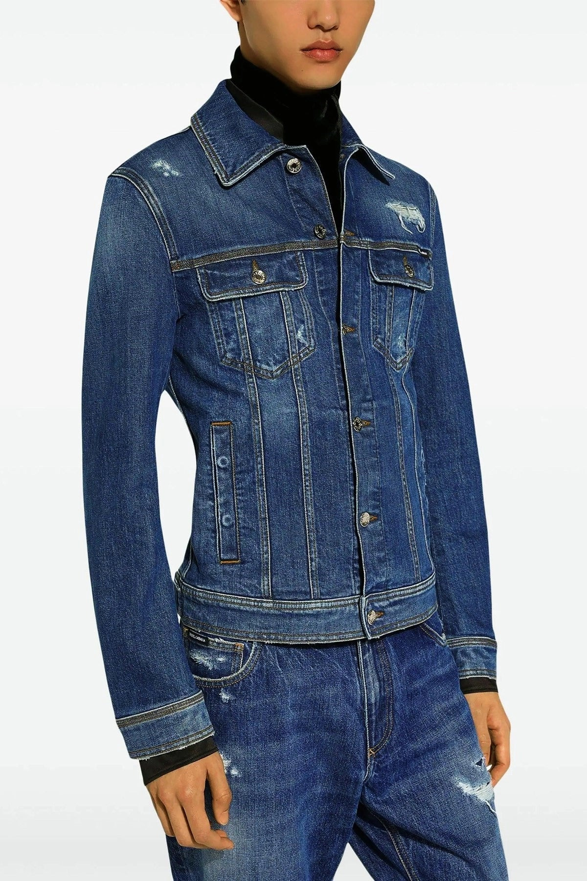 Dolce & Gabbana Men Denim Jacket With Used Effect - 2