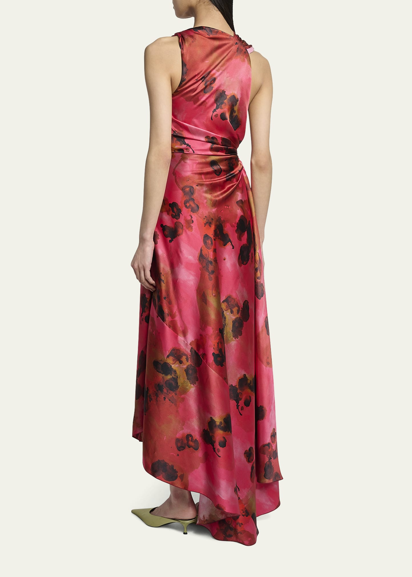Sleeveless Draped Silk Midi Dress - 3