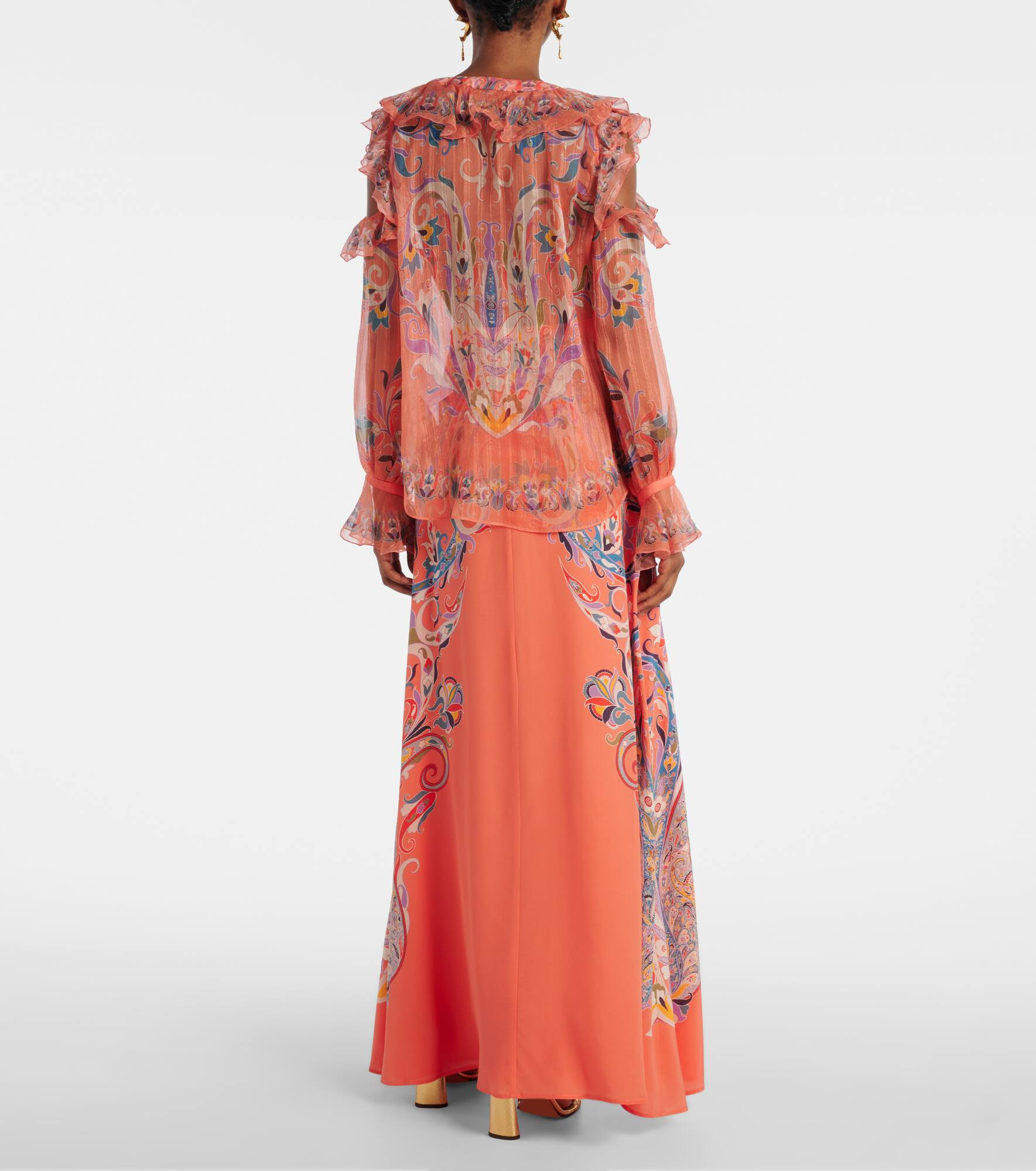 Printed ruffled silk blouse - 3