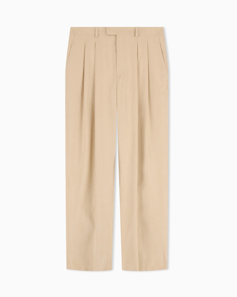 CUPRO-EFFECT FABRIC TROUSERS WITH PLEATS 1