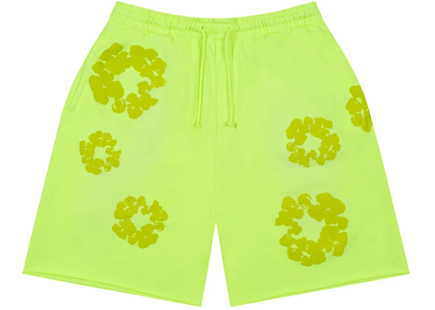 Denim Tears Mono Cotton Wreath Sweat Shorts Neon Green - 1