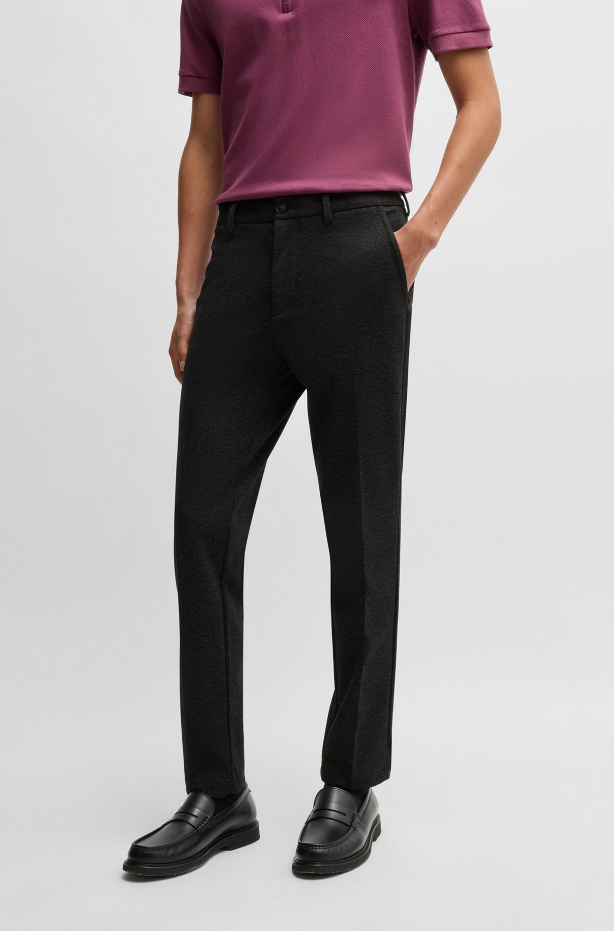 SLIM-FIT TROUSERS IN SALT-AND-PEPPER STRETCH JERSEY - 2