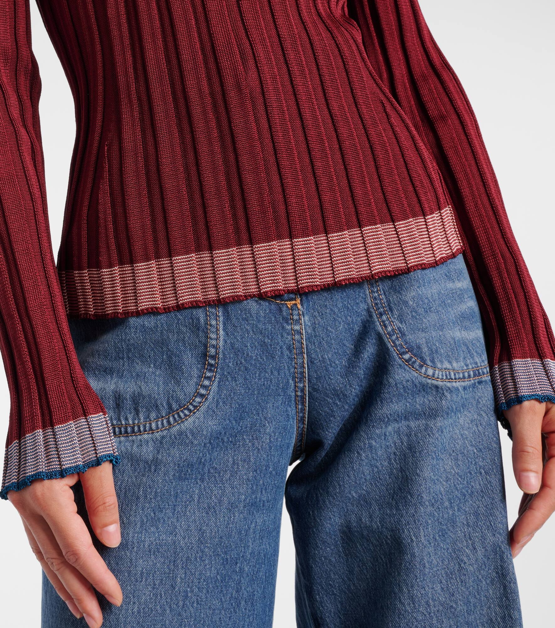 Ribbed-knit polo sweater - 5