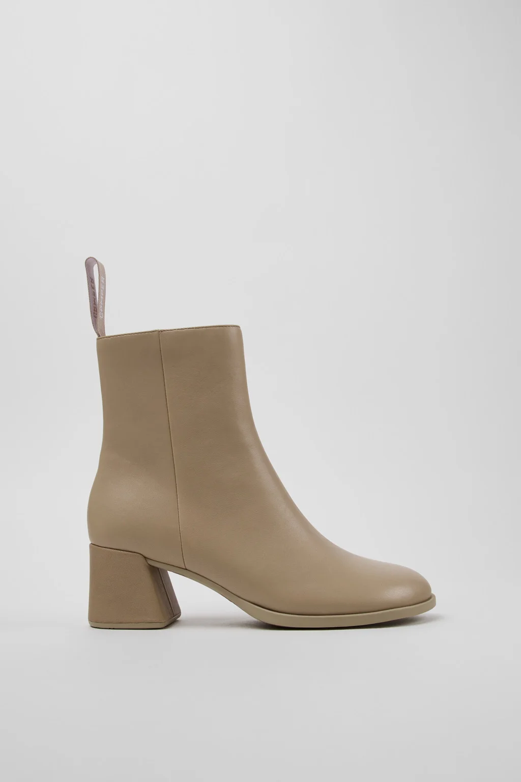 Kora Beige Leather Ankle Boots for Women. - 1