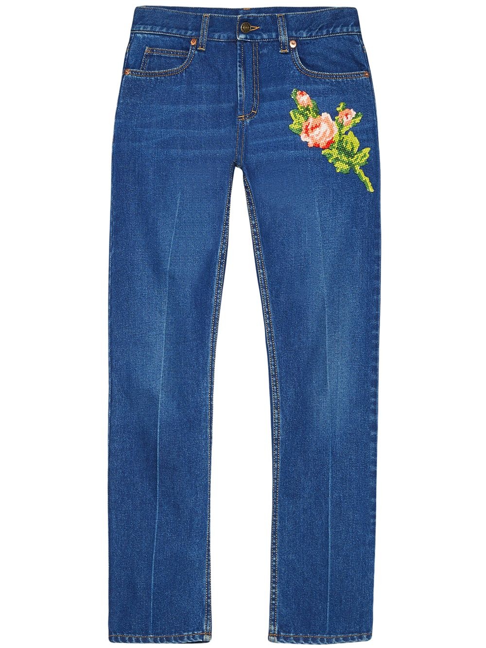 embroidered jeans - 1