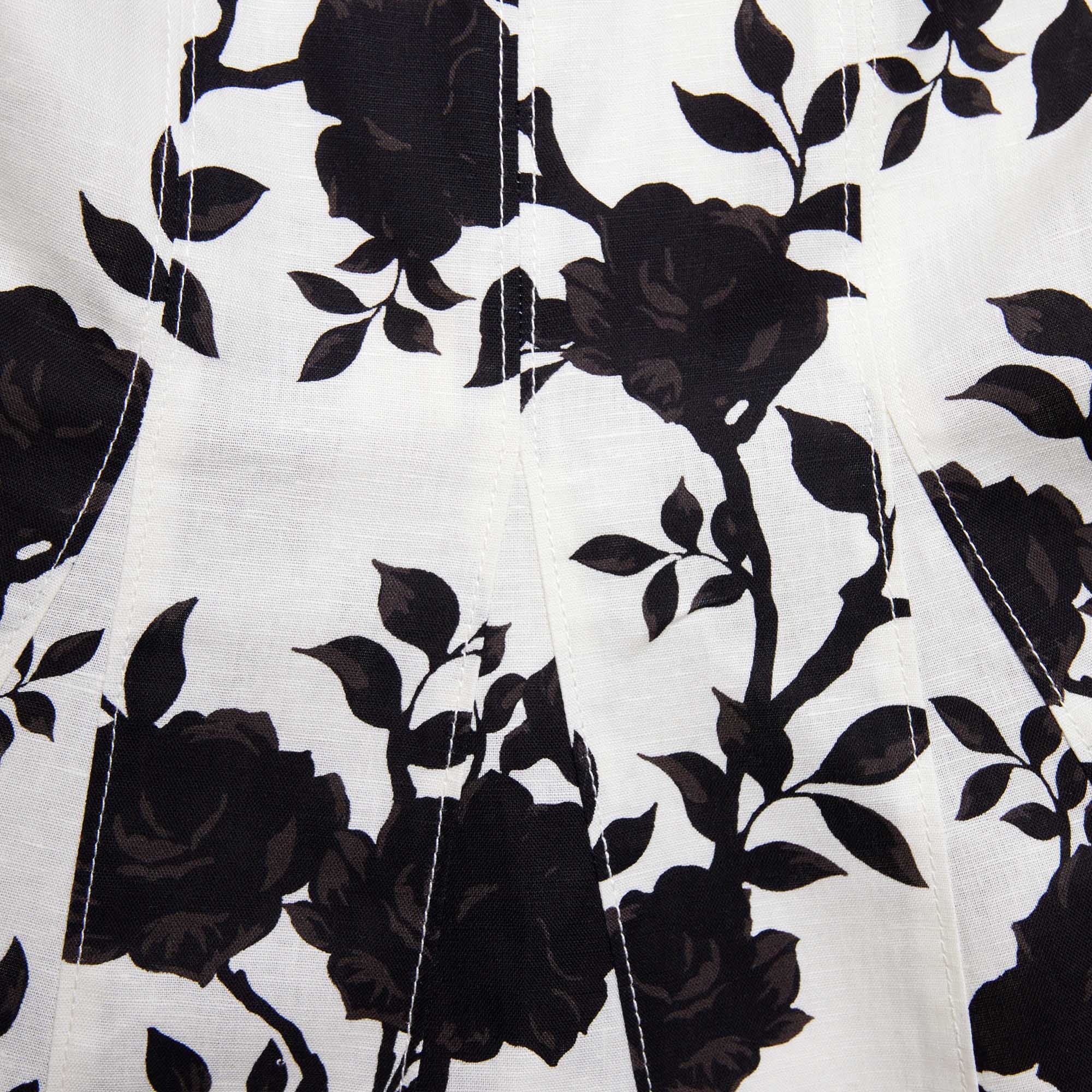 Floral Print Linen Midi Dress - 5
