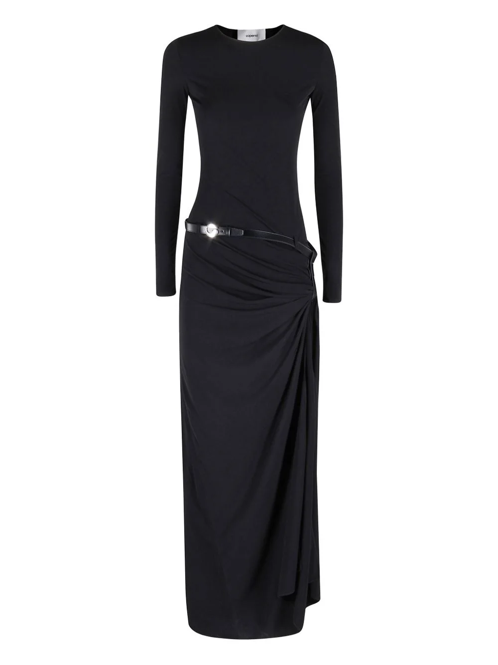 long-sleeve draped maxi dress - 1