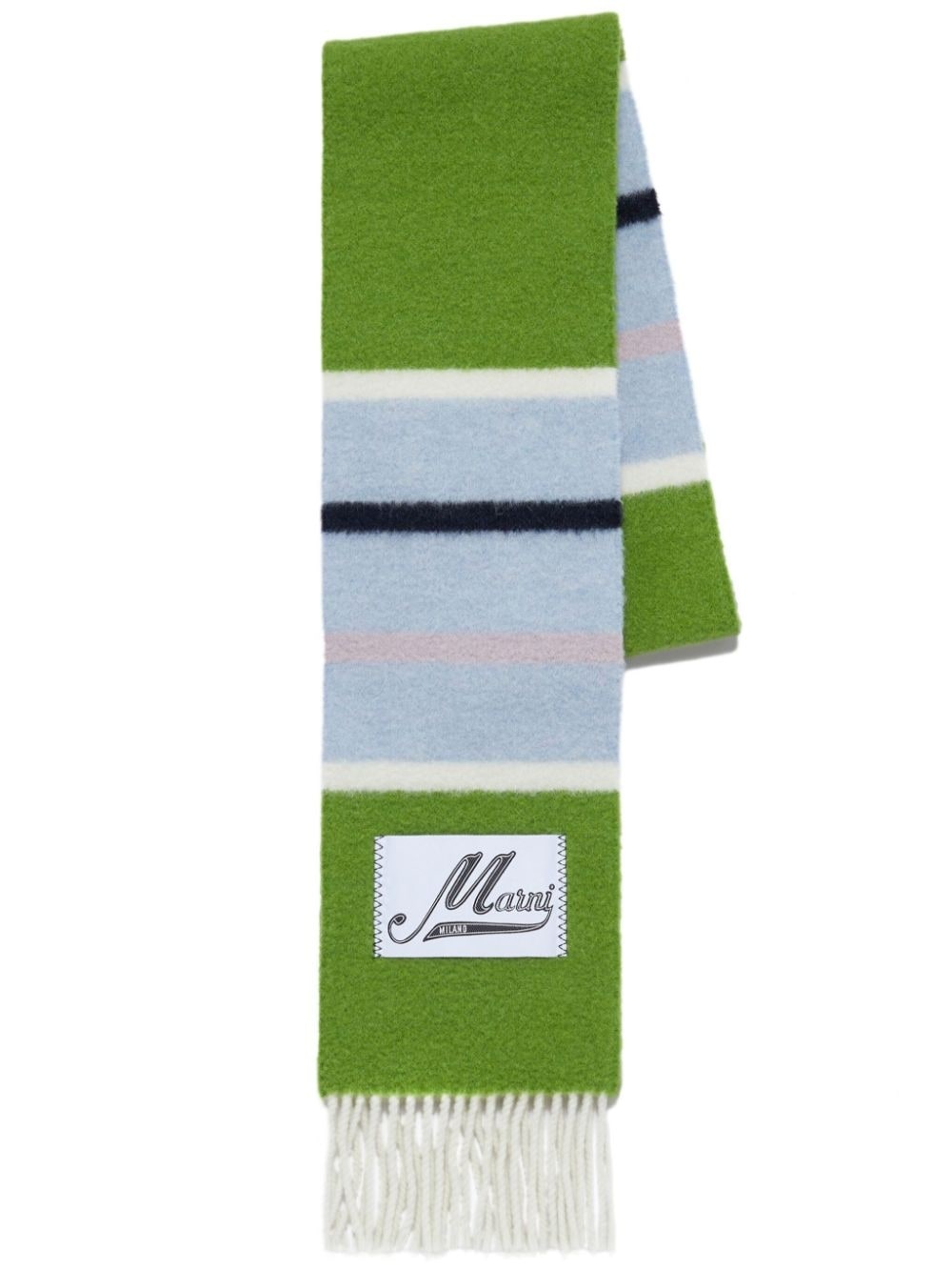 logo-patch striped scarf - 1