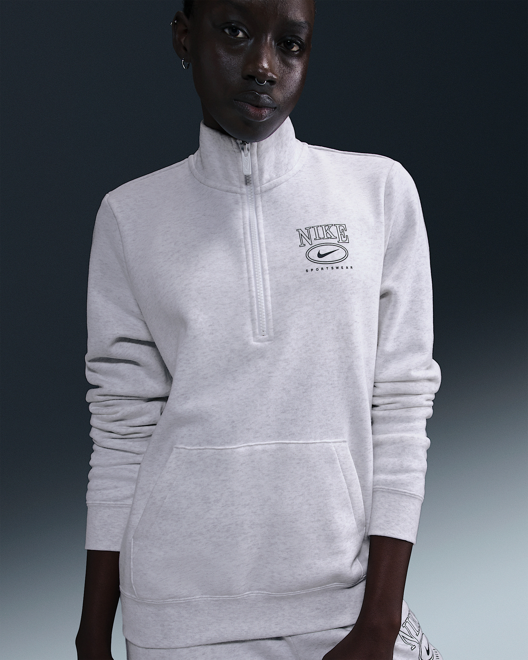 Nike Sportswear Club Fleece Women's Mock-Neck 1/2-Zip Graphic Top - 6