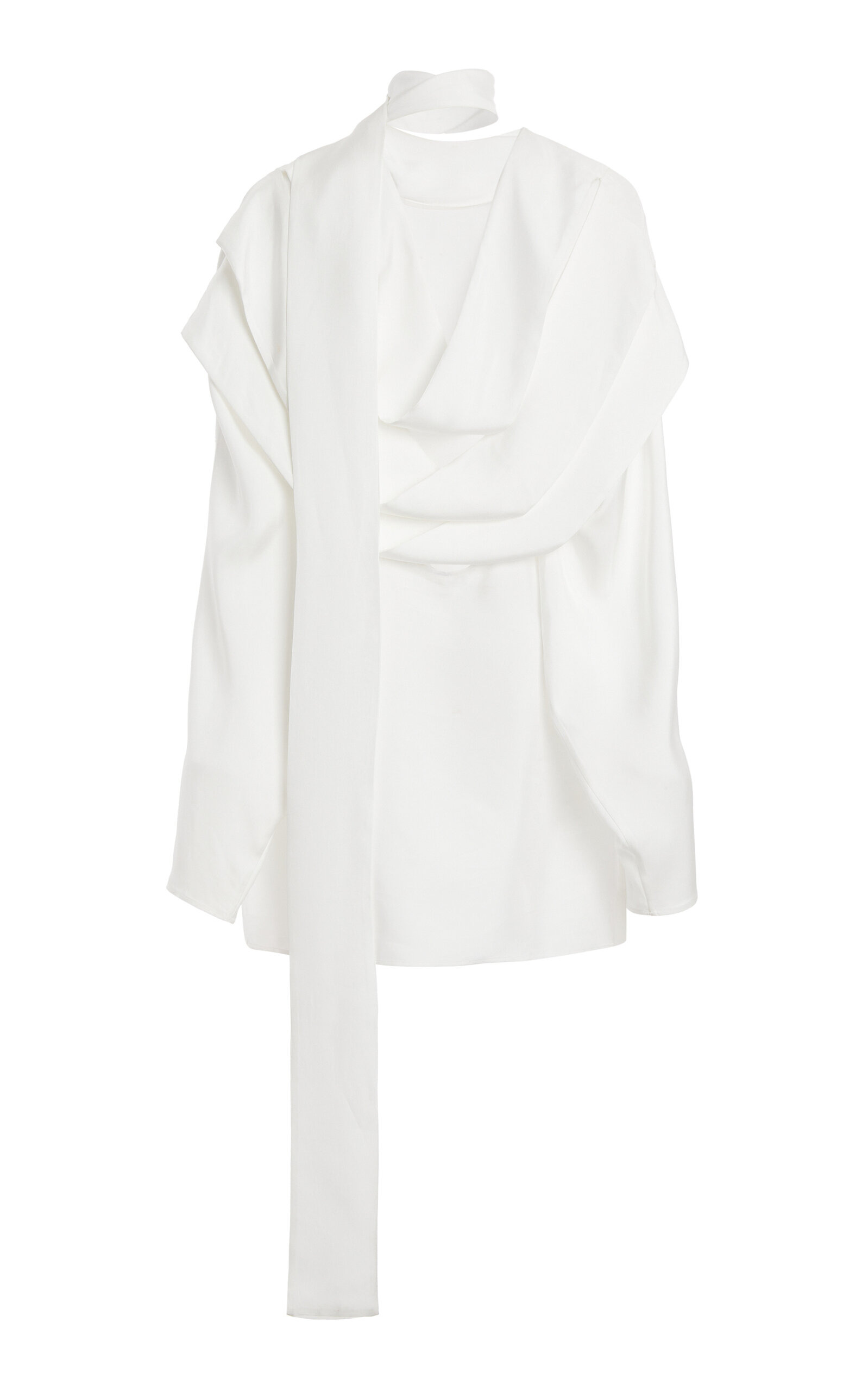 Scarf-Effect Twill Mini Dress white - 5