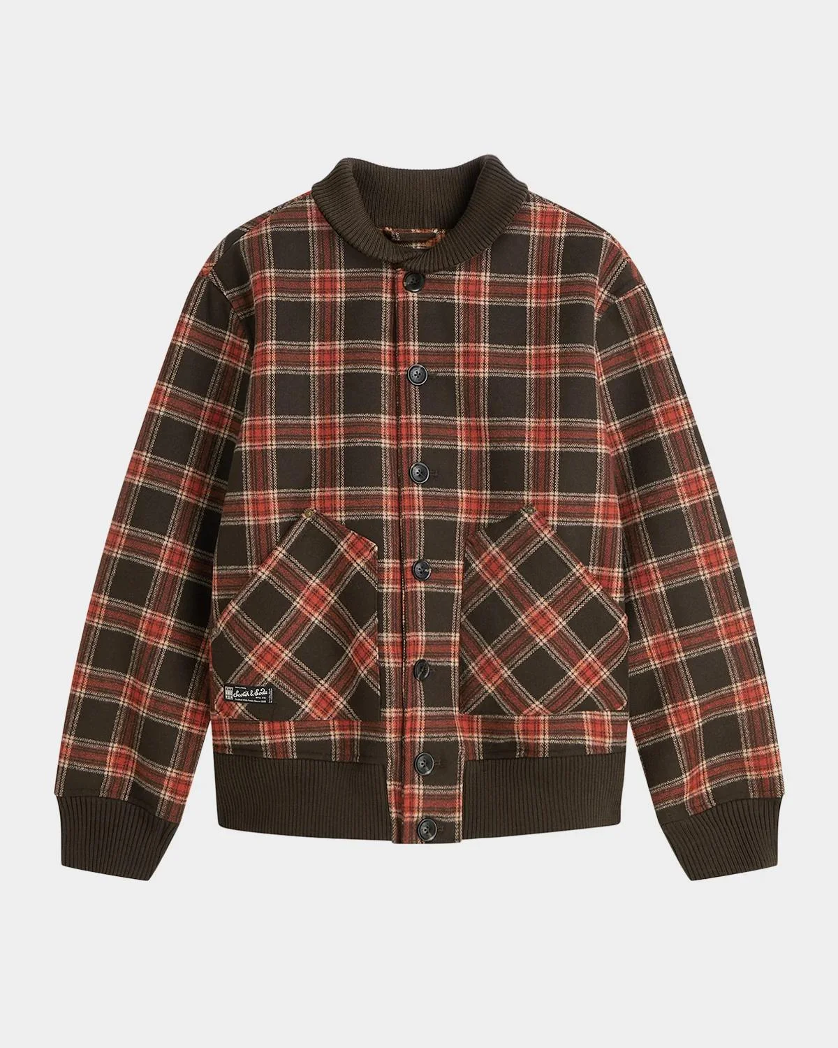 Men's Plaid Wool-Blend Bomber Jacket - 1