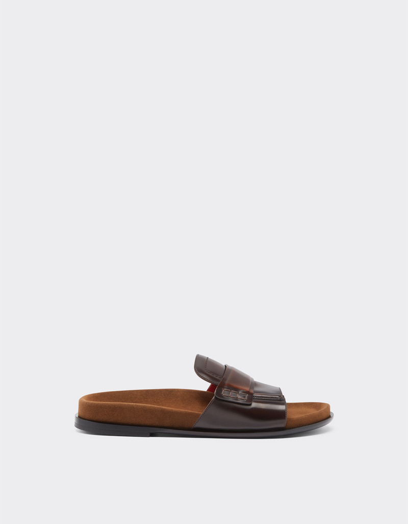 Slide loafers in brushed leather 1