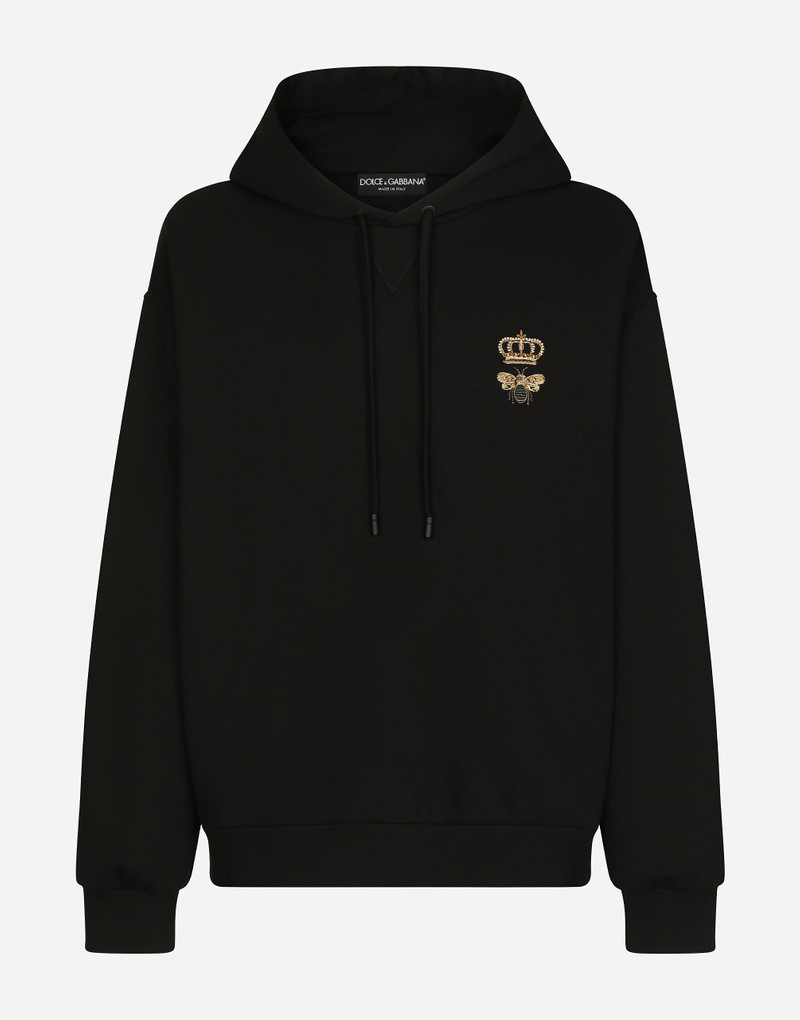 Cotton jersey hoodie with embroidery 1