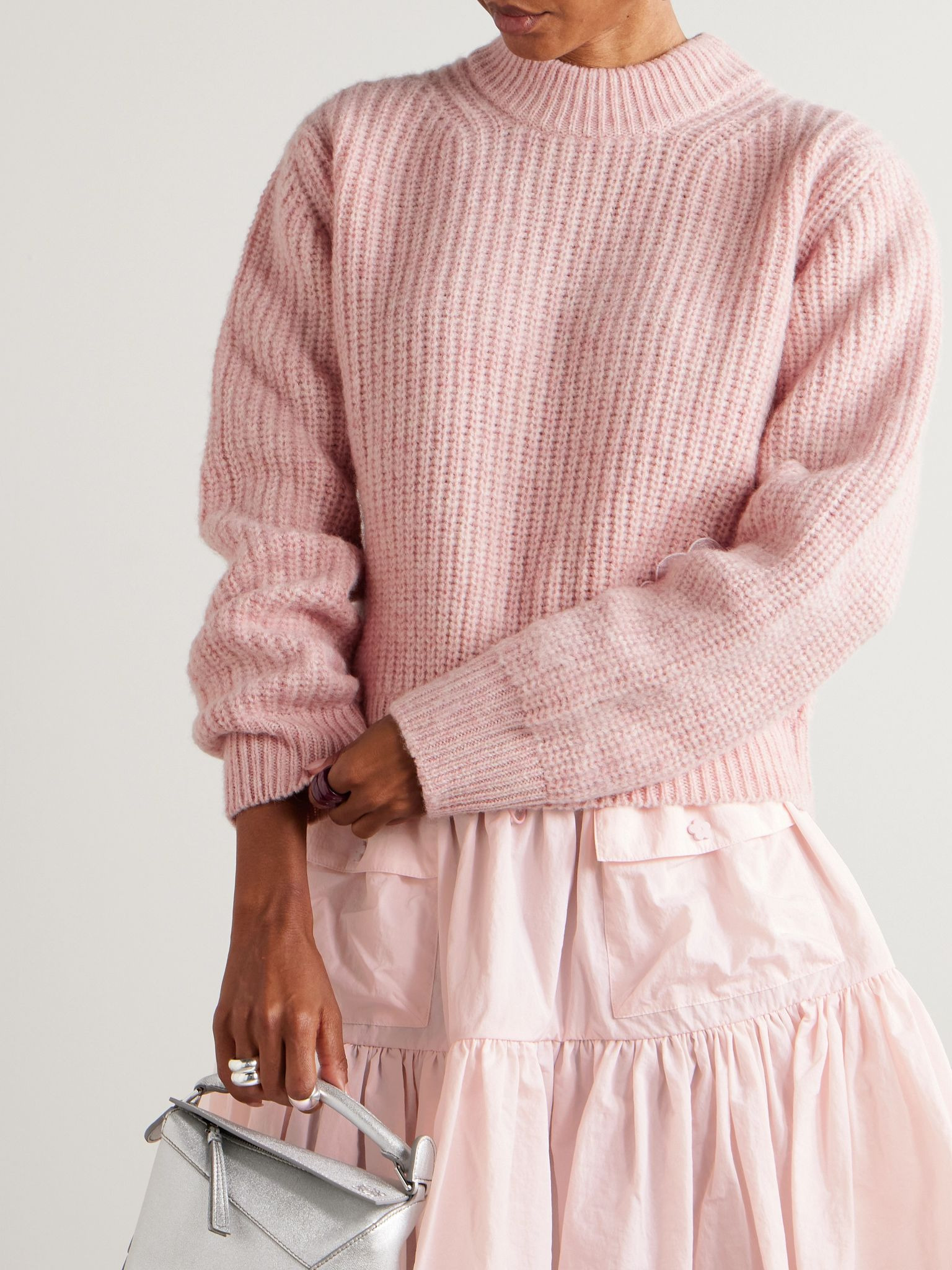 Appliquéd wool sweater Pastel pink - 3