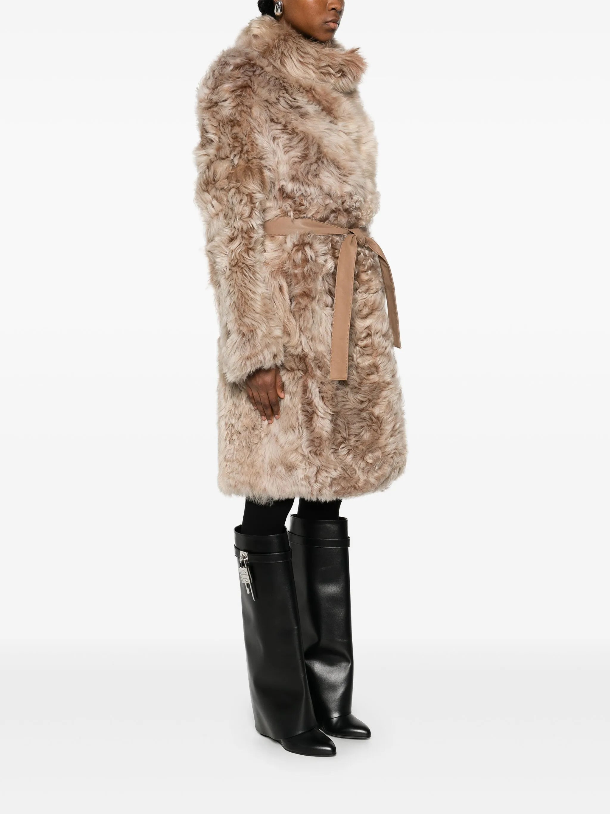 Yves Salomon Shearling Belted Coat - 3