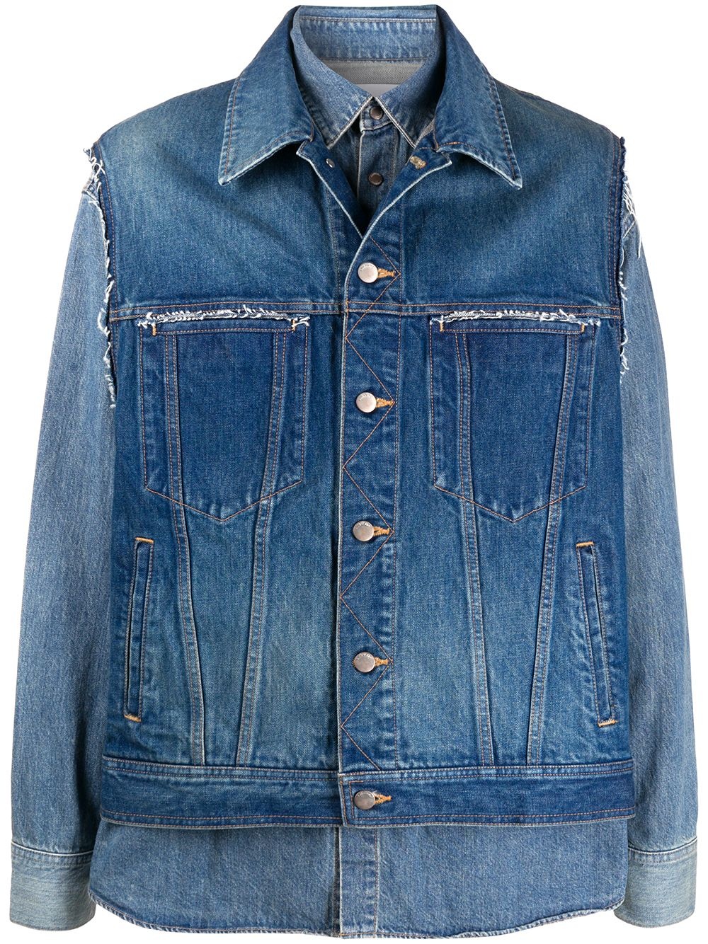 layered denim jacket - 1