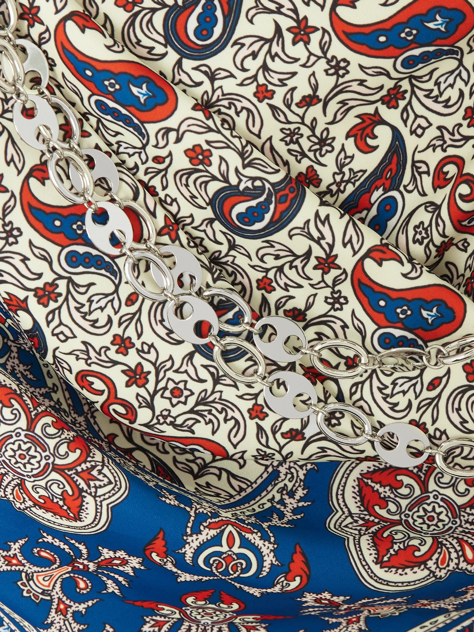 Chain-embellished paisley-print crepe maxi dress Cream - 4