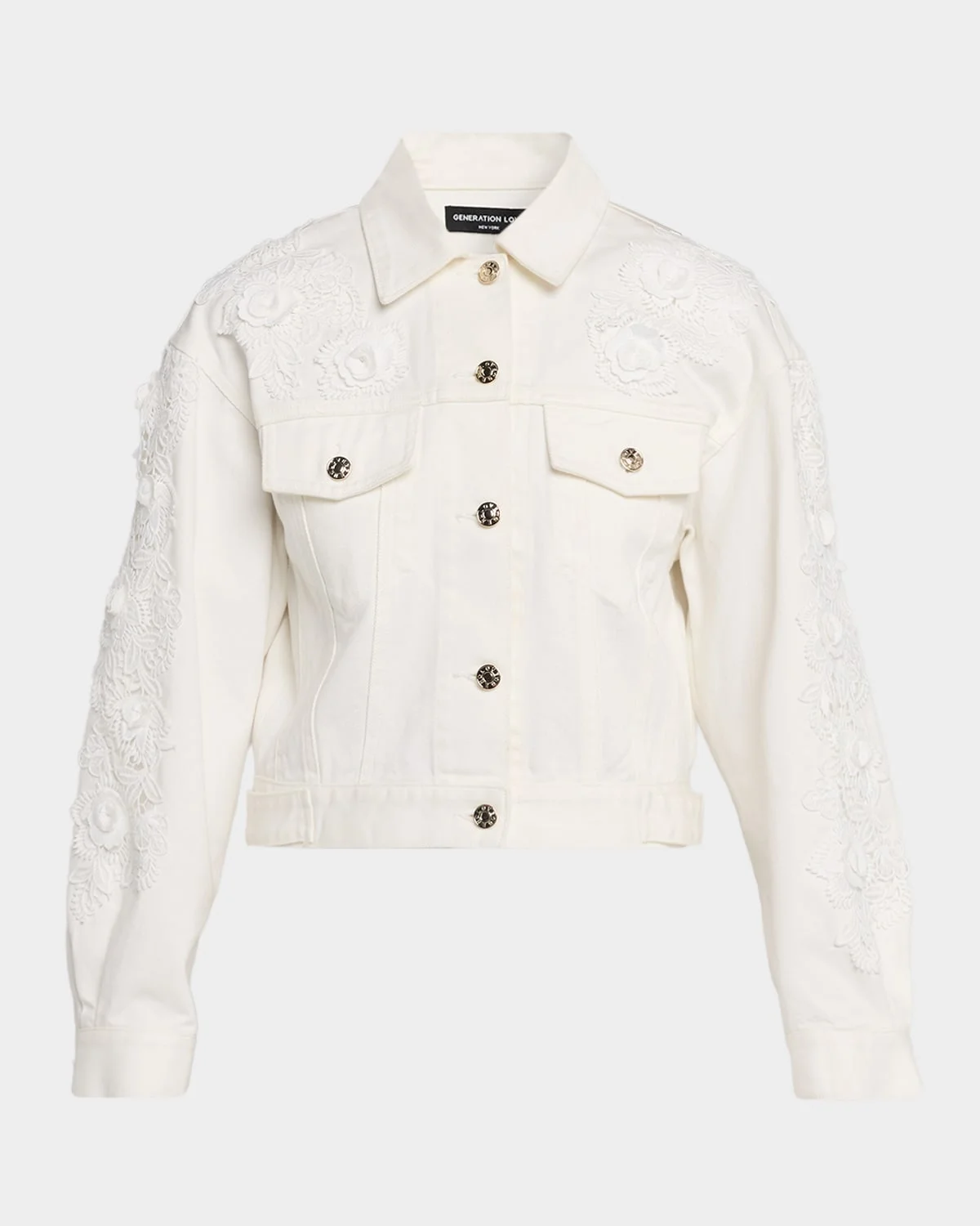 Lexia Lace Appliqué Denim Jacket - 1