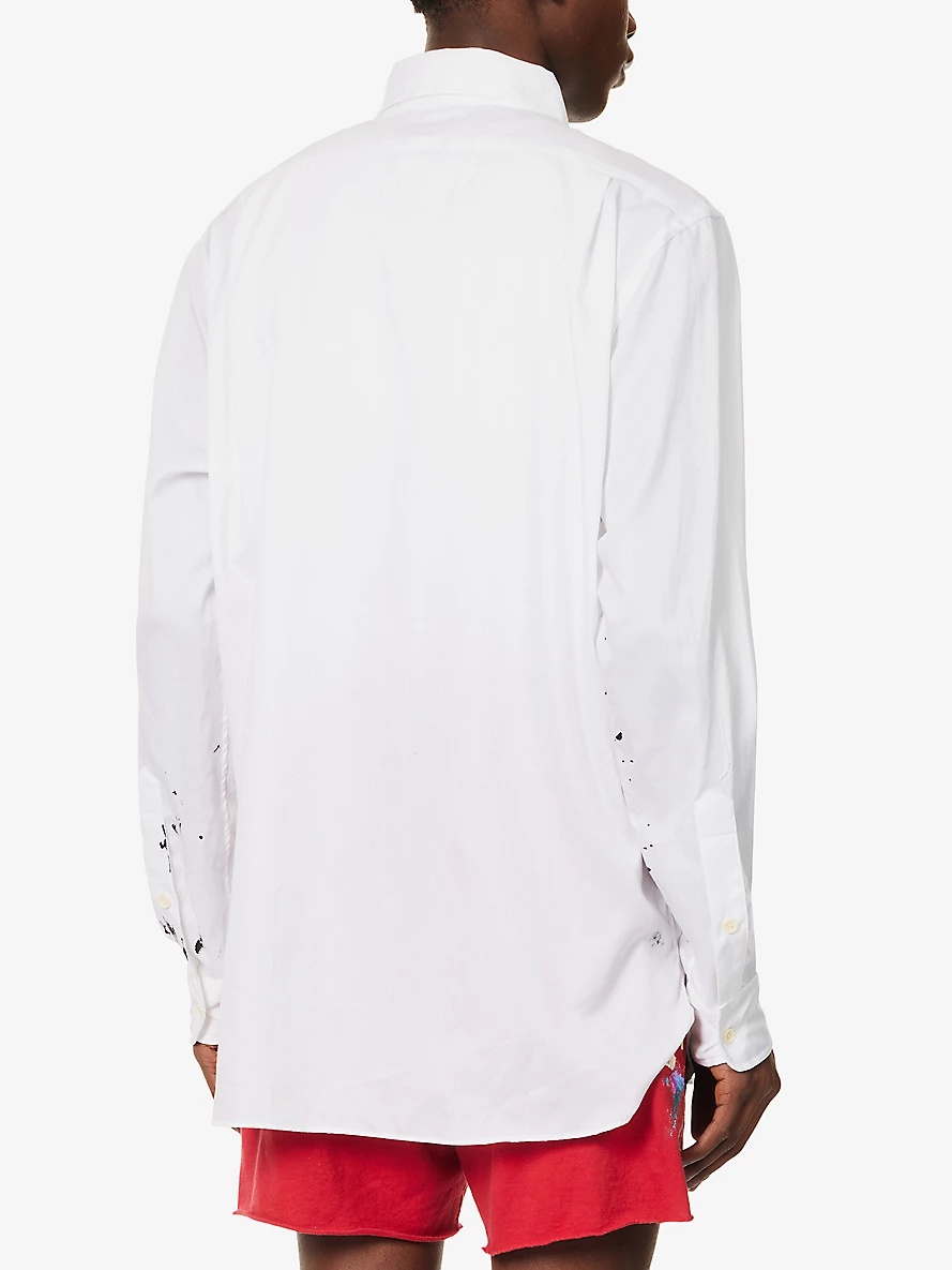 Collins paint-splattered relaxed-fit cotton-poplin shirt - 4