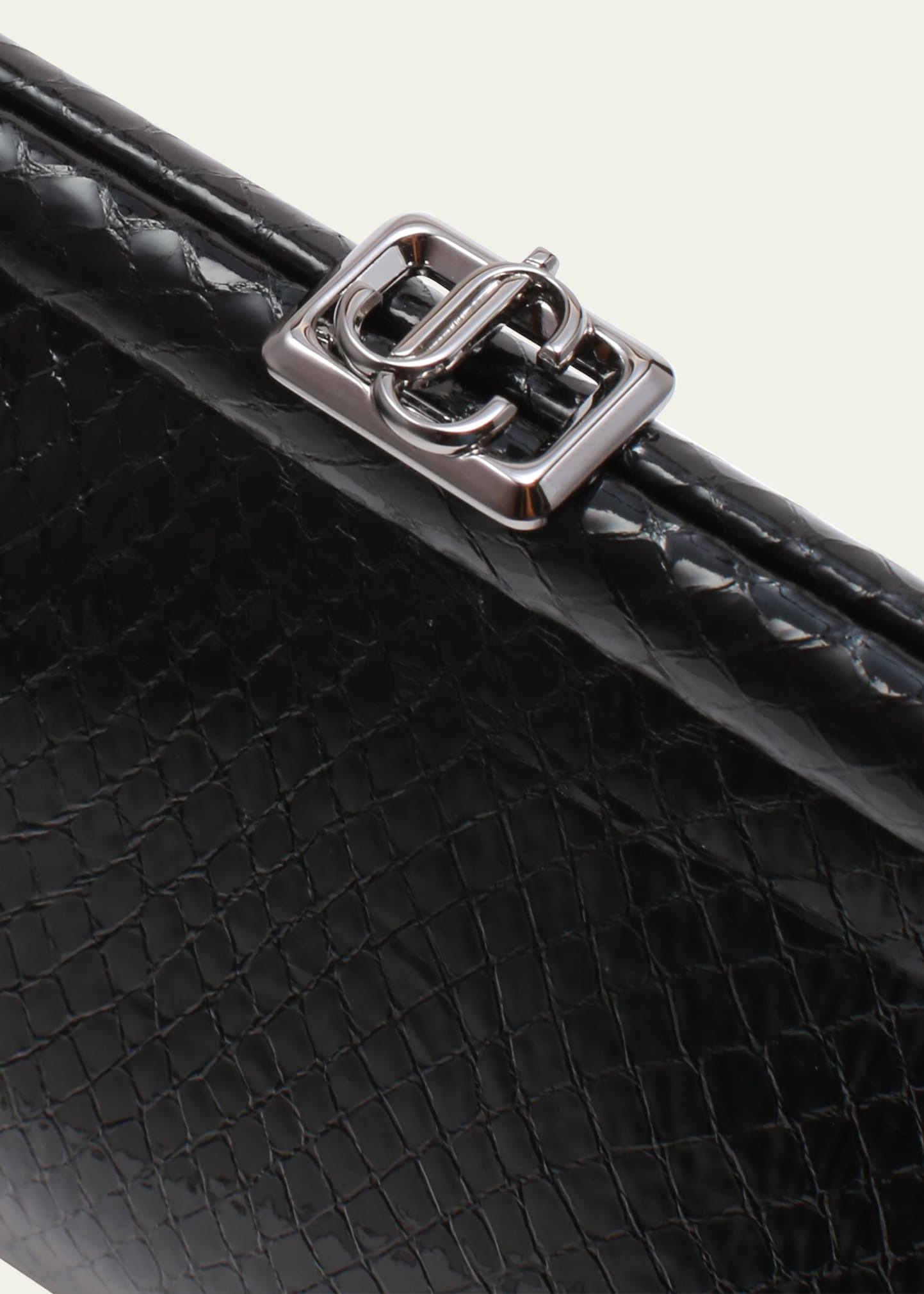 Skylar Snake-Print Leather Clutch Bag with JC Clasp - 4