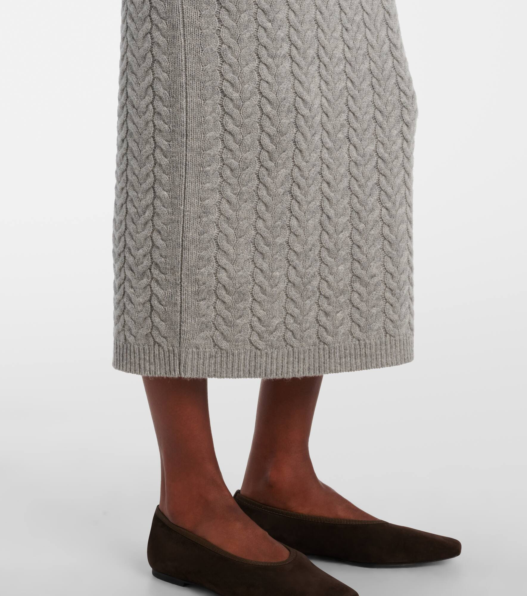 Cable-knit wool and cashmere pencil skirt - 5