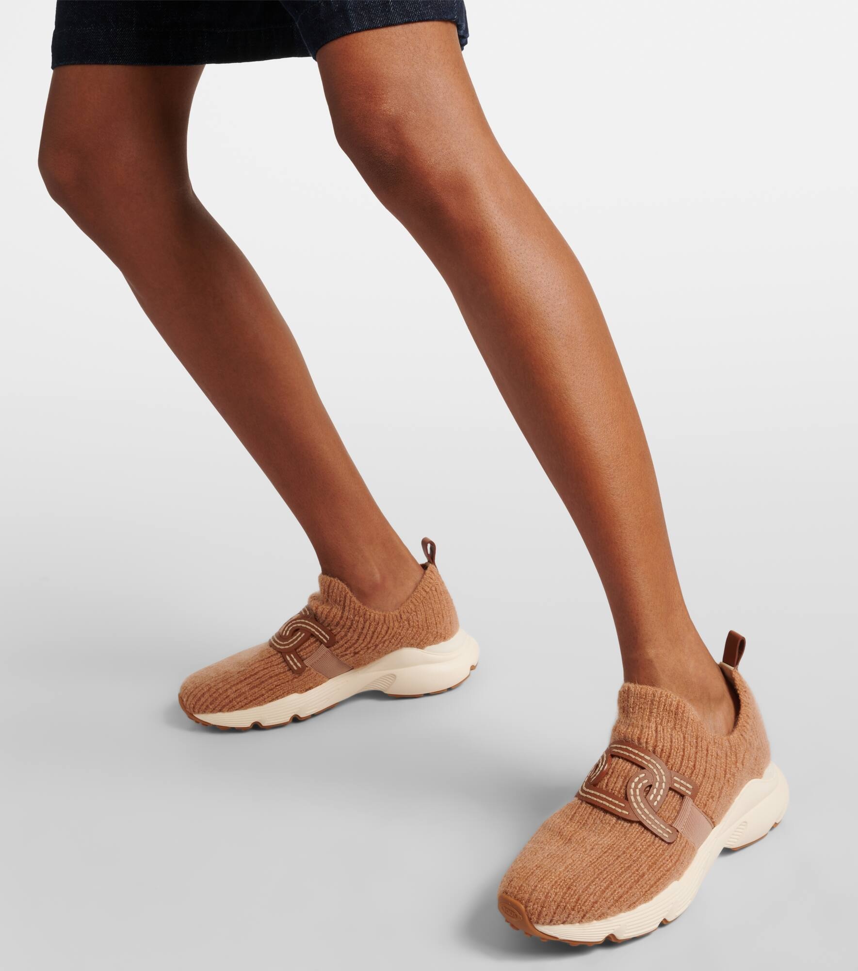 Kate leather-trimmed slip-on sneakers - 4