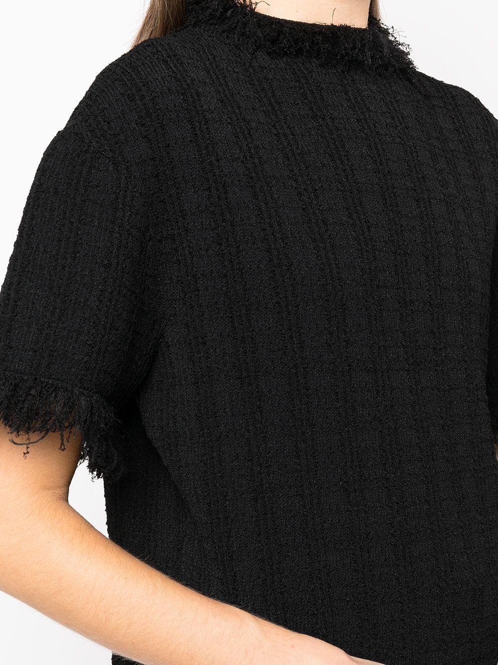 frayed-edge short-sleeve jumper - 5