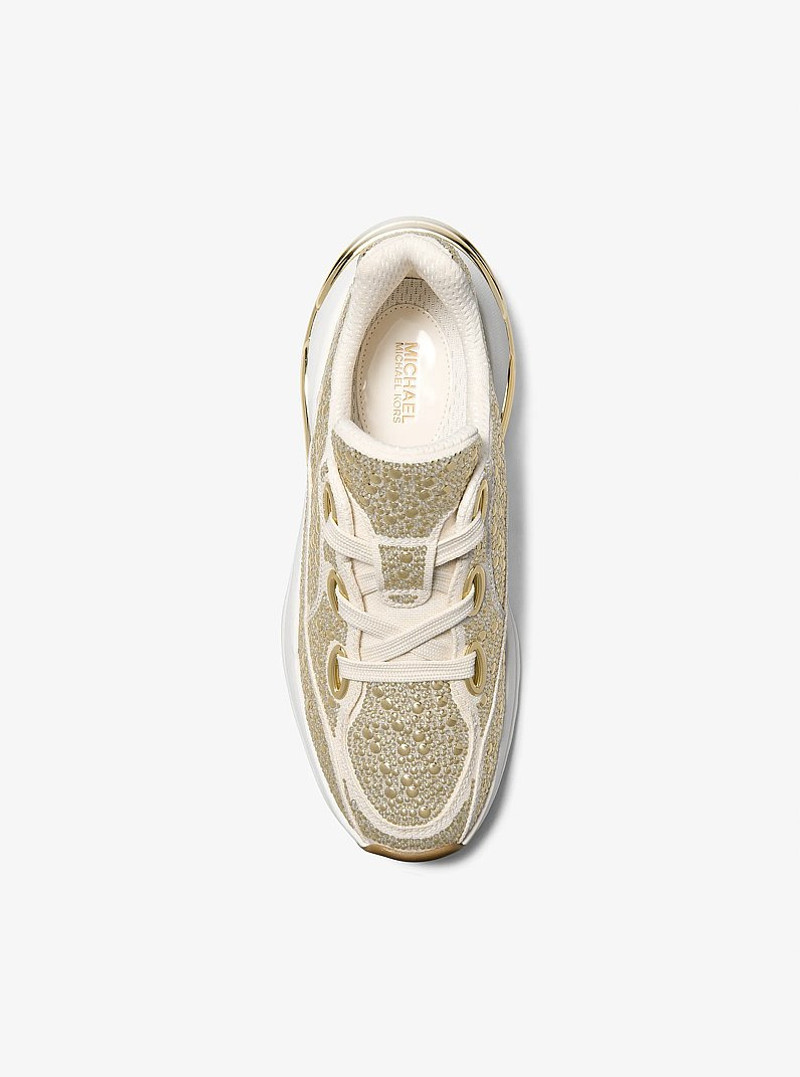 Toni Embellished Linen Blend Trainer 4