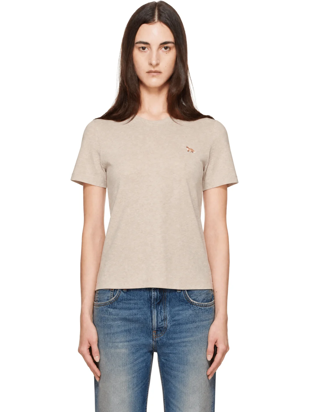 Beige Baby Fox Head Regular T-shirt - 1