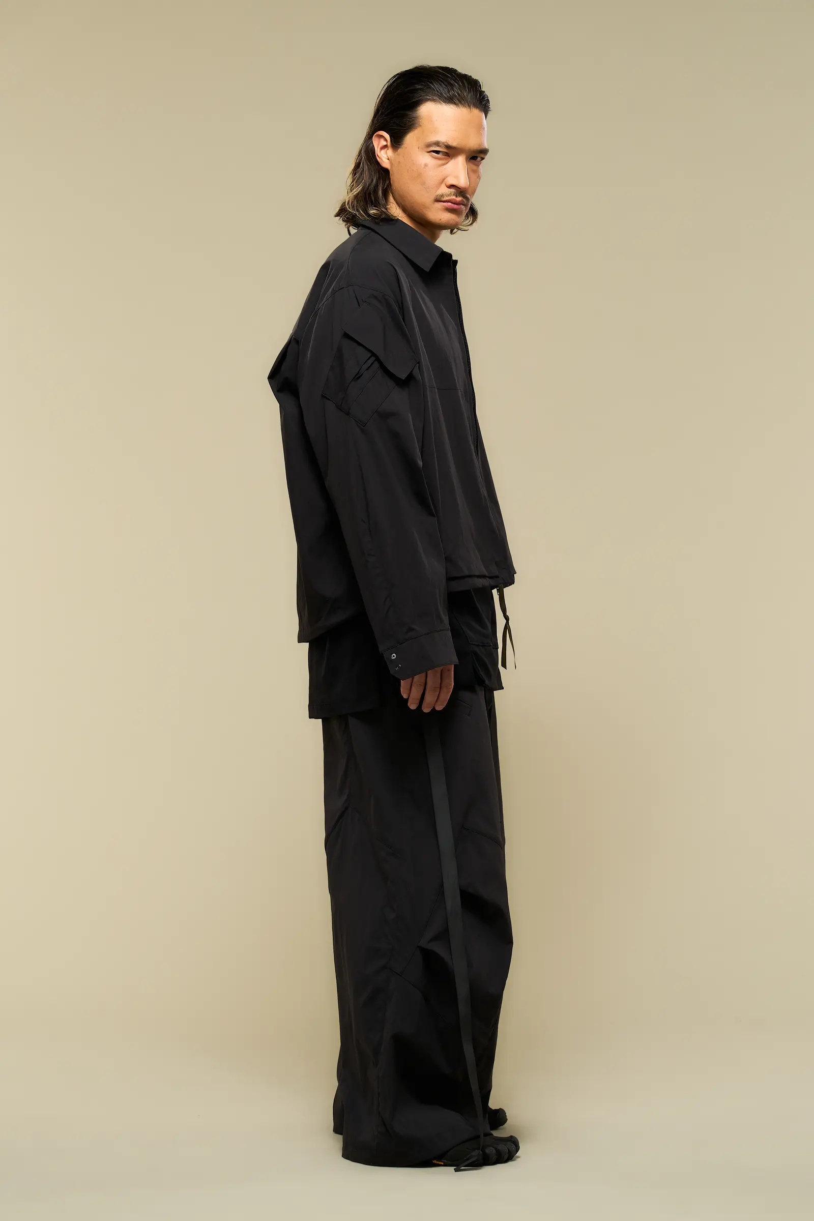 LA12-M Nylon Stretch Shirt Jacket Black - 3
