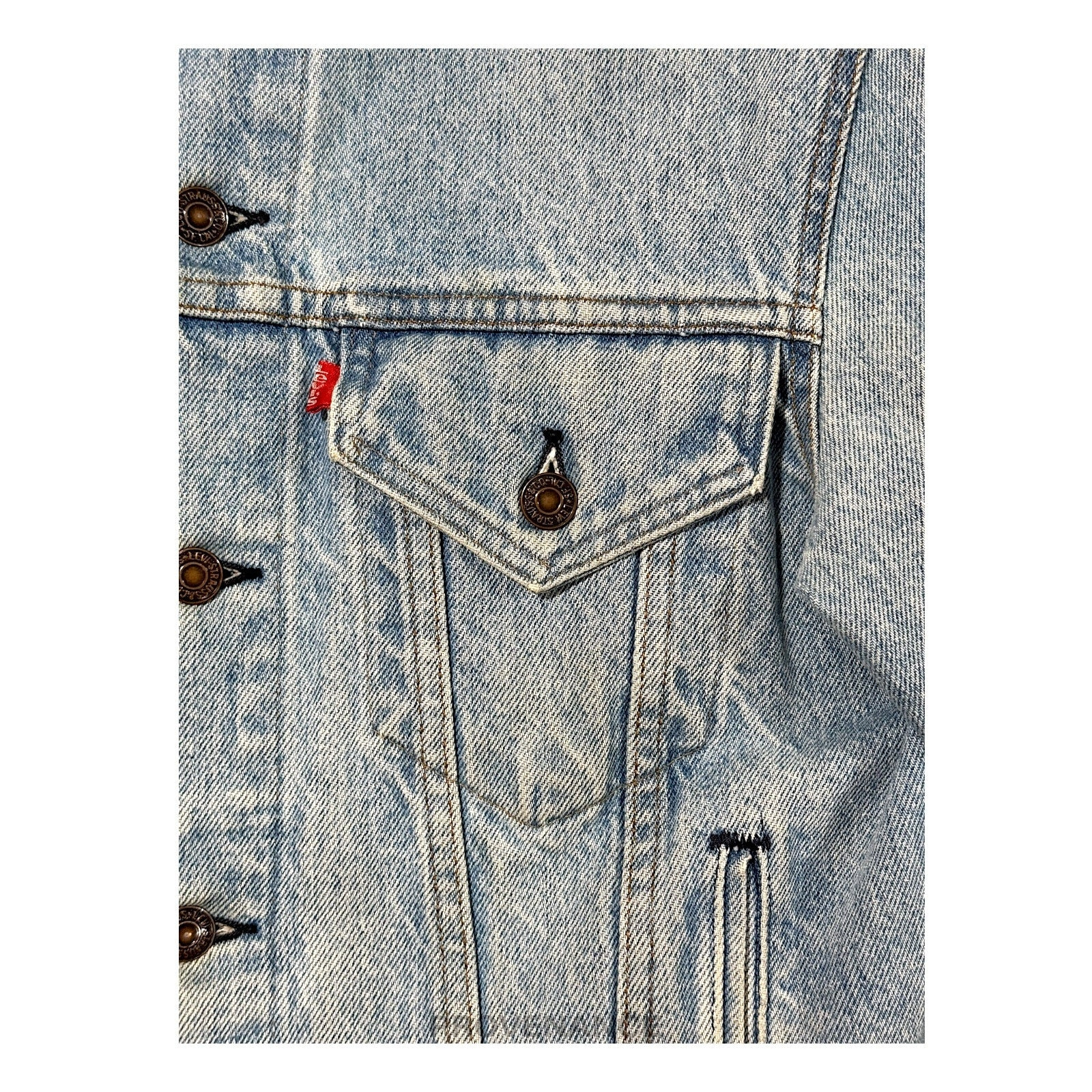LEVIS Denim Jacket - Vintage Blue Hand-Painted Patch 40 M - 6