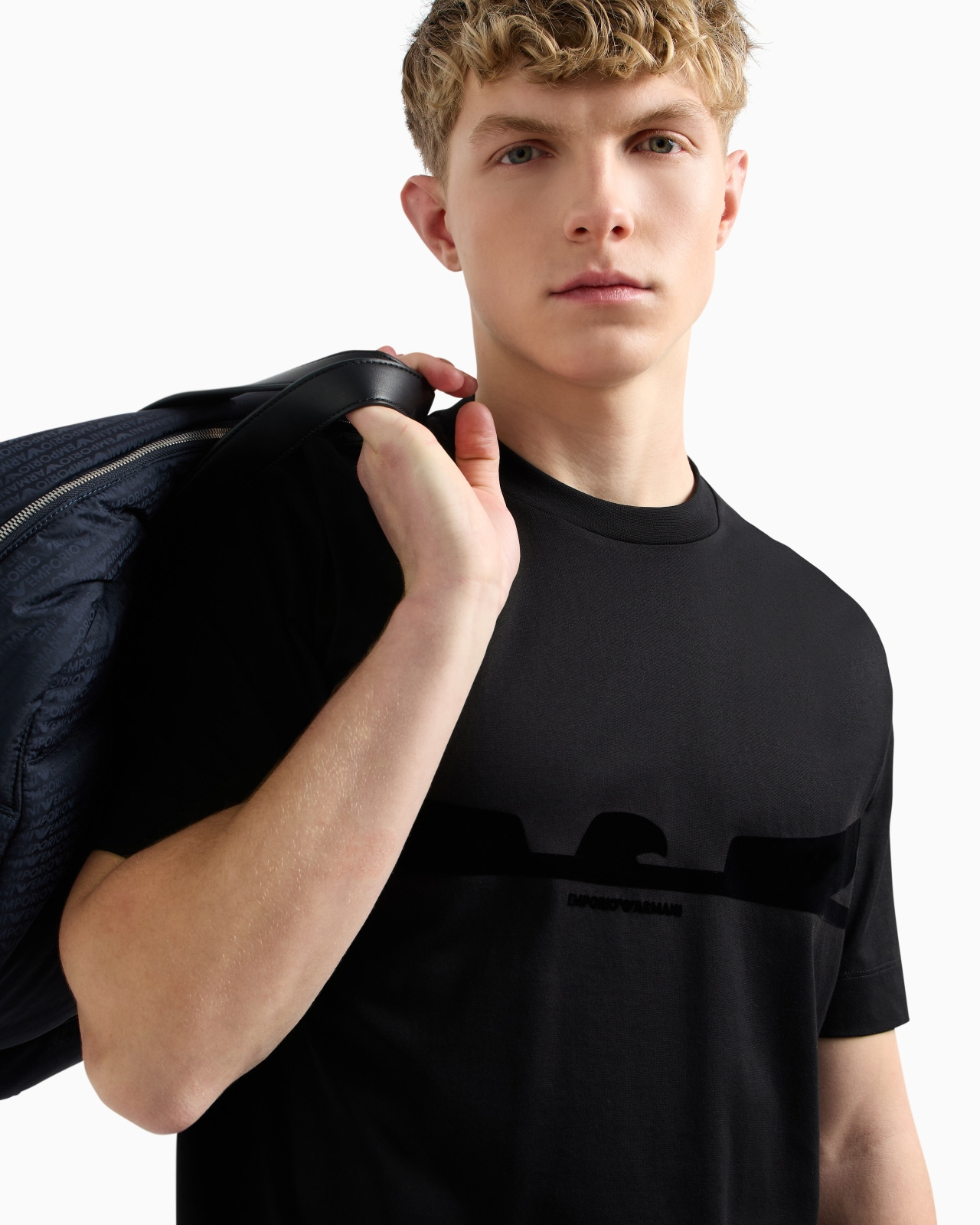 JERSEY T-SHIRT WITH CONTOURED EAGLE FLOCKED PRINT - 5
